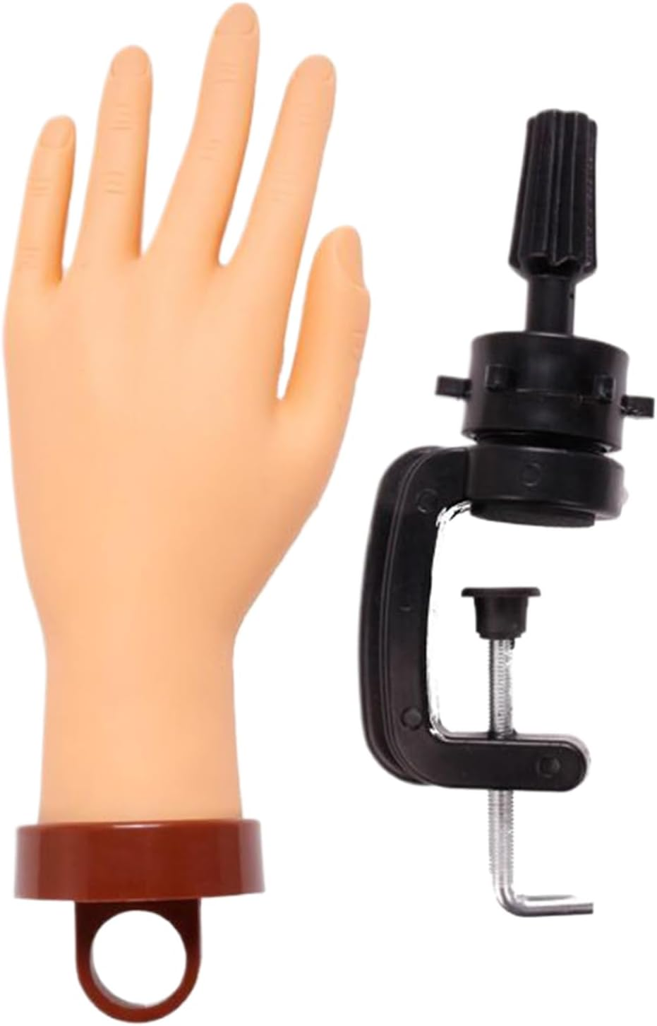 Bendable Nail Practice Fake Hand with Holder 25.5X10 Cm Fake Hand for Acrylic Nails 0.2Kg Realistic Manicure Model Training Tool for Beginners Teaching Professional image number 1