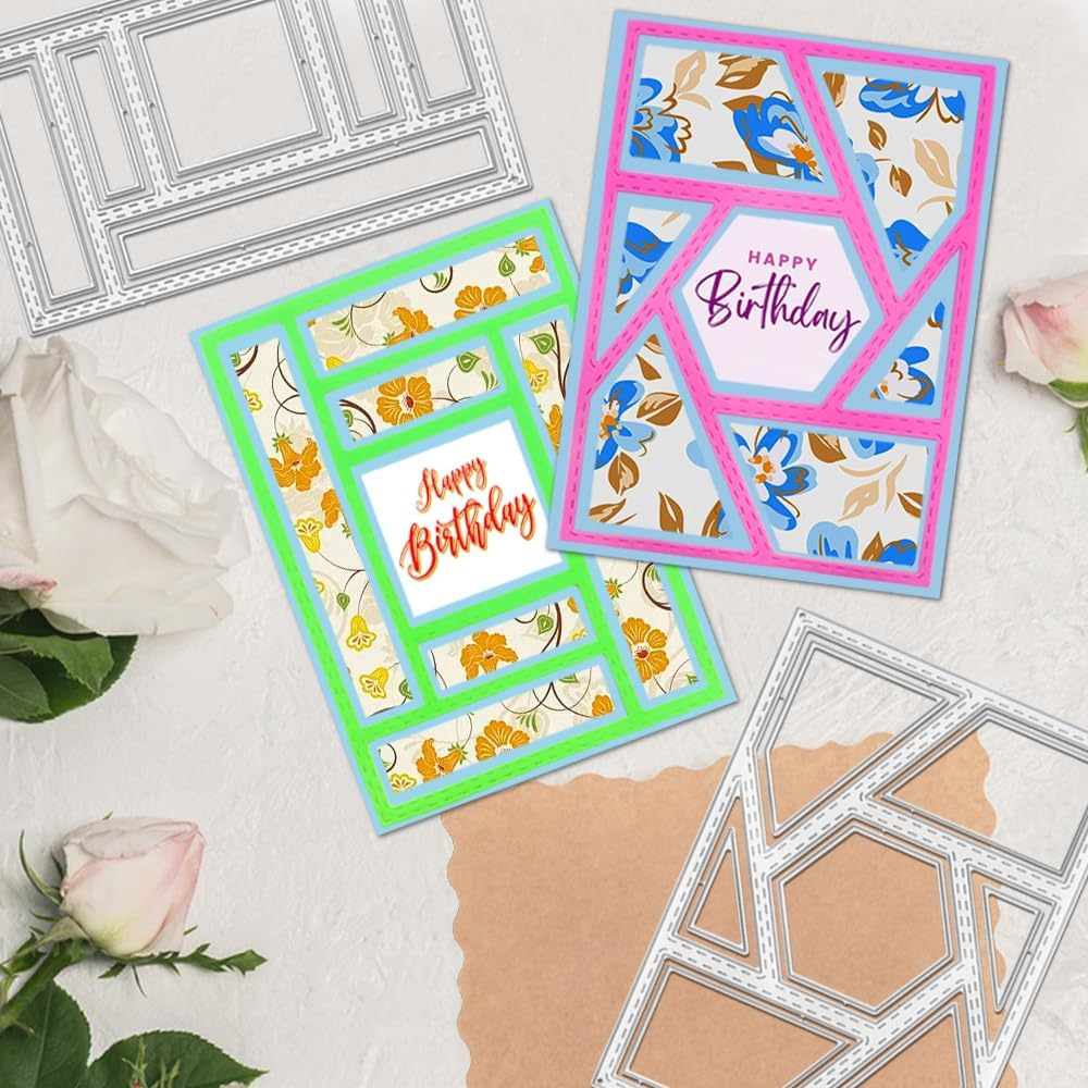 AFUNTA Rectangular Die Cuts for Card Making, 3 PCS Frame Scrapbook Metal Cutting Dies Embossing Tools for Card Making Supplies, Paper Album Decor image number 4