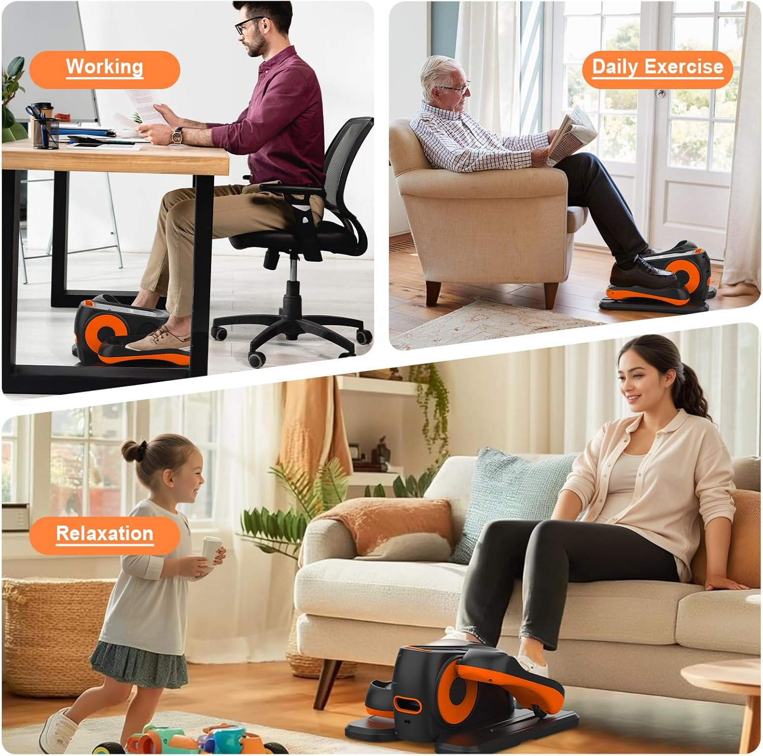 Advwin under Desk Elliptical Machine, Portable Electric Seated Pedal Exerciser for Seniors W/12 Adjustable Speed & 3 Auto Mode, Quiet Leg Exerciser Machine for Home Office with Non-Slip Pad & Display image number 1