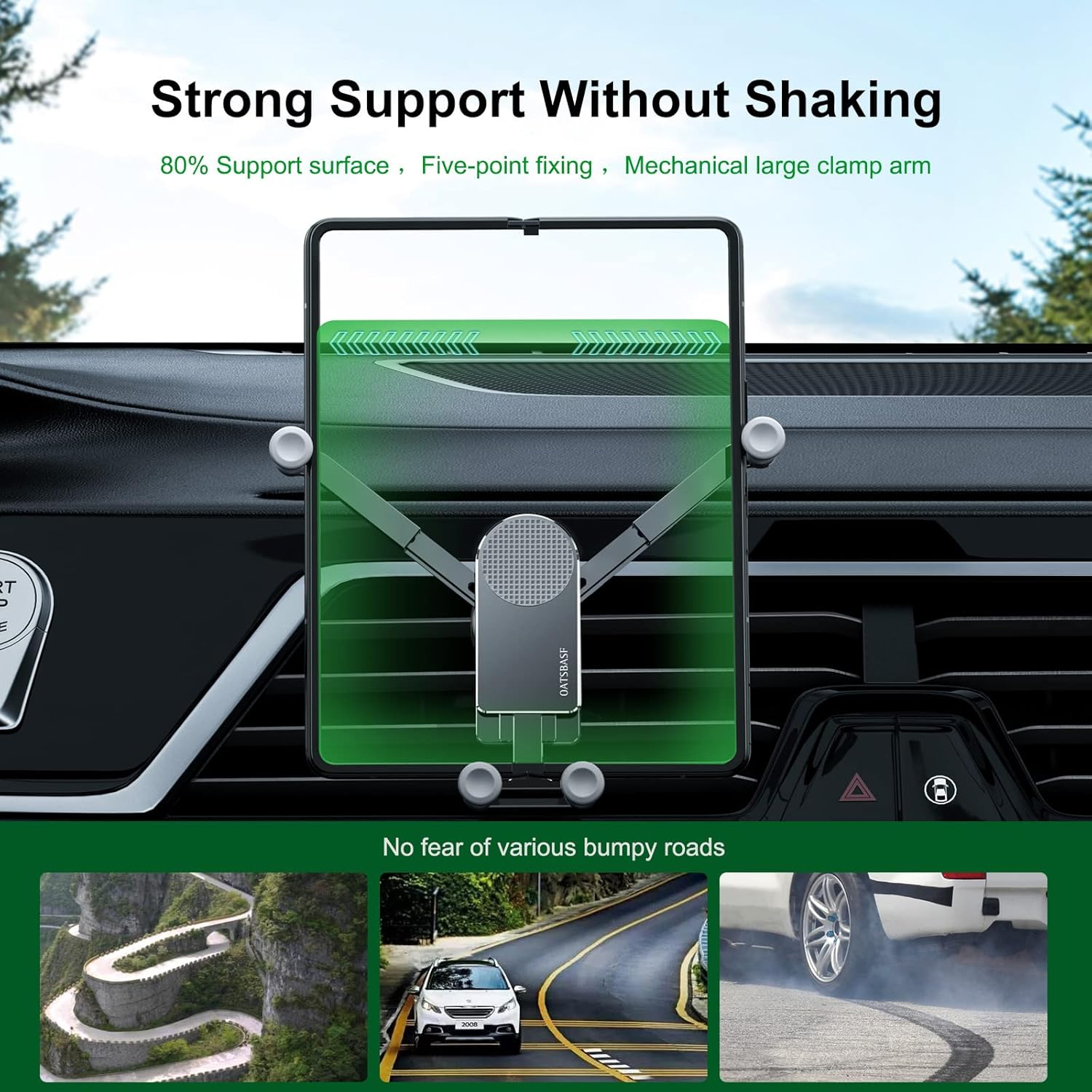 Xuenair Amazing Z Fold Car Mount Universal Car Mount Aluminum,Vent Samsung Z Fold 3 Car Mount for Galaxy Z Fold 4 3 2[Without CASE] S21 S20 Iphone 13 Pro Max 4.7-8" Phones-Black - Black-F image number 7