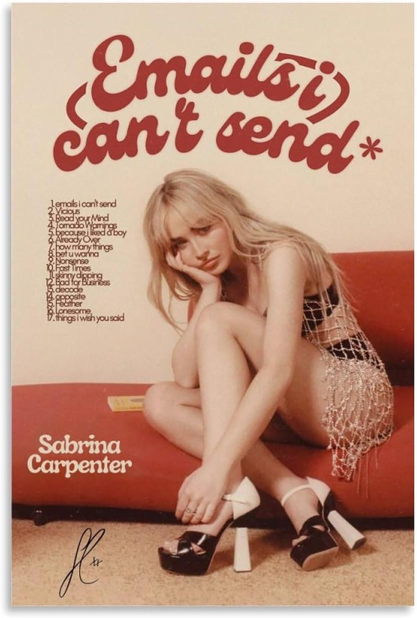 Singer Sabrina Carpenter Poster Music Cover Poster Canvas Painting Wall Art Picture Home Decor Print for Bedroom Living Room Dorm Study Bar Office 08X12Inch(20X30Cm) image number 1