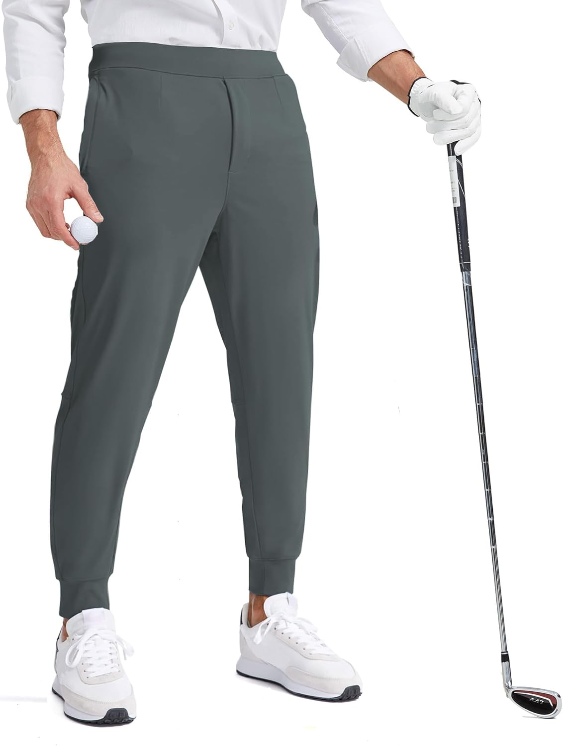 MOVEUP Men'S Stretch Golf Sweatpants Pant with Zipper Pockets Tapered Athletic Joggers Track Workout Pants