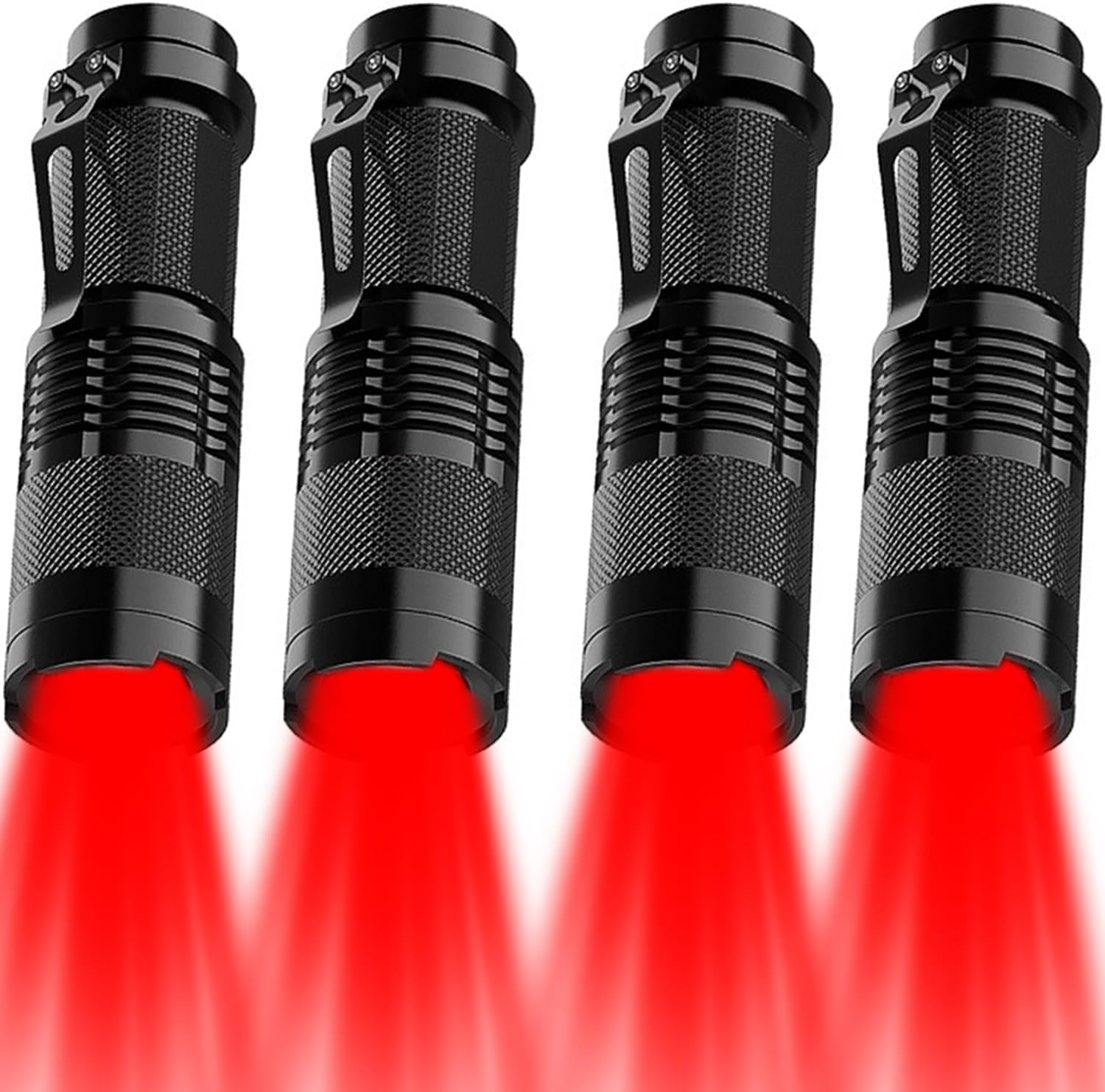 Red Light Flashlight, LED Red Light, Powerful Red LED Flashlights with Clip for Hunting, Astronomy, Night Observation and Outdoor Activities (4 Pieces) image number 3
