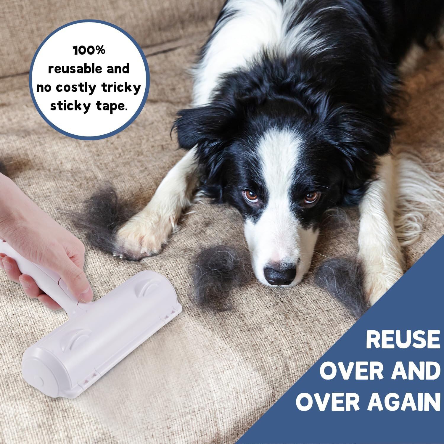 Deep Cleaner Pro Pet Hair Remover Kit, Pet Fur Remover Roller, Reusable Animal Hair Removal Brush for Dogs & Cats, Carpet Rake, Self Clean Pet Fur from Carpet, Sofa, Rugs, Laundry, Clothes & Bedding