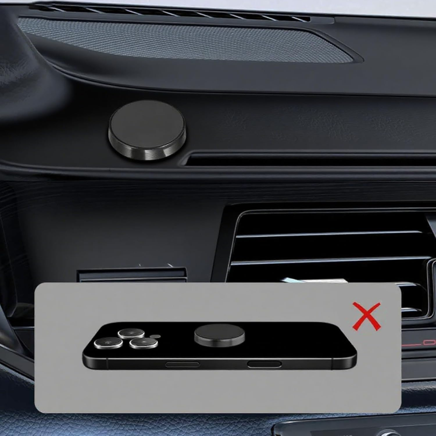 ONBPIY Magnetic Phone Holder for Car, Universal Stick-On Magnetic Car Mount Compatible with Magsafe, Phone Magnet for Dashboard, Wall, Kitchen, Home Gym &ndash; 2 Pack, Black image number 2