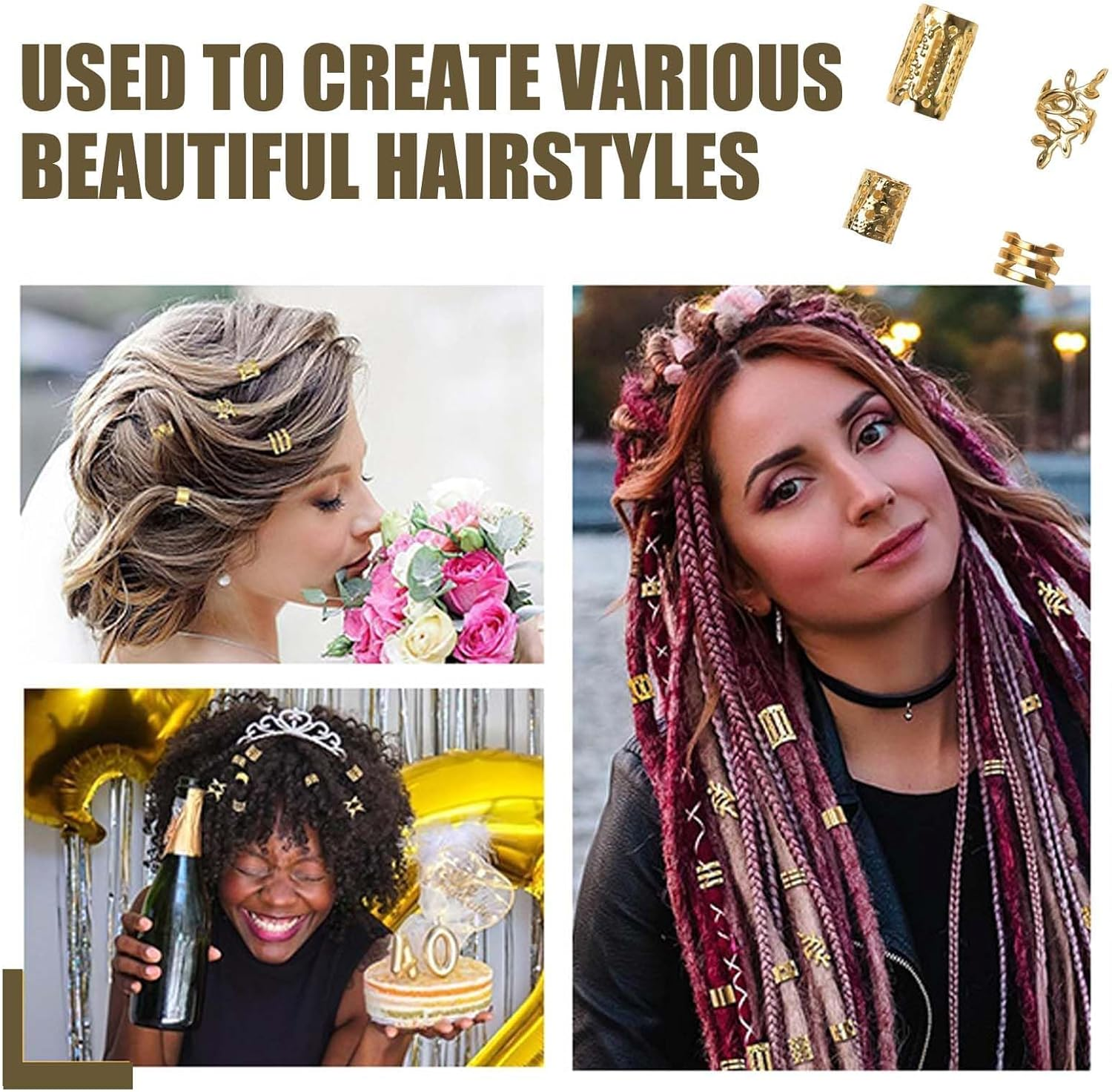 JOOTUEPO Pack of 80 Gold Hair Clips for Braids, Hair Accessories, Hair Accessories, Dreadlocks for Men, Women, Girls, Boys image number 1