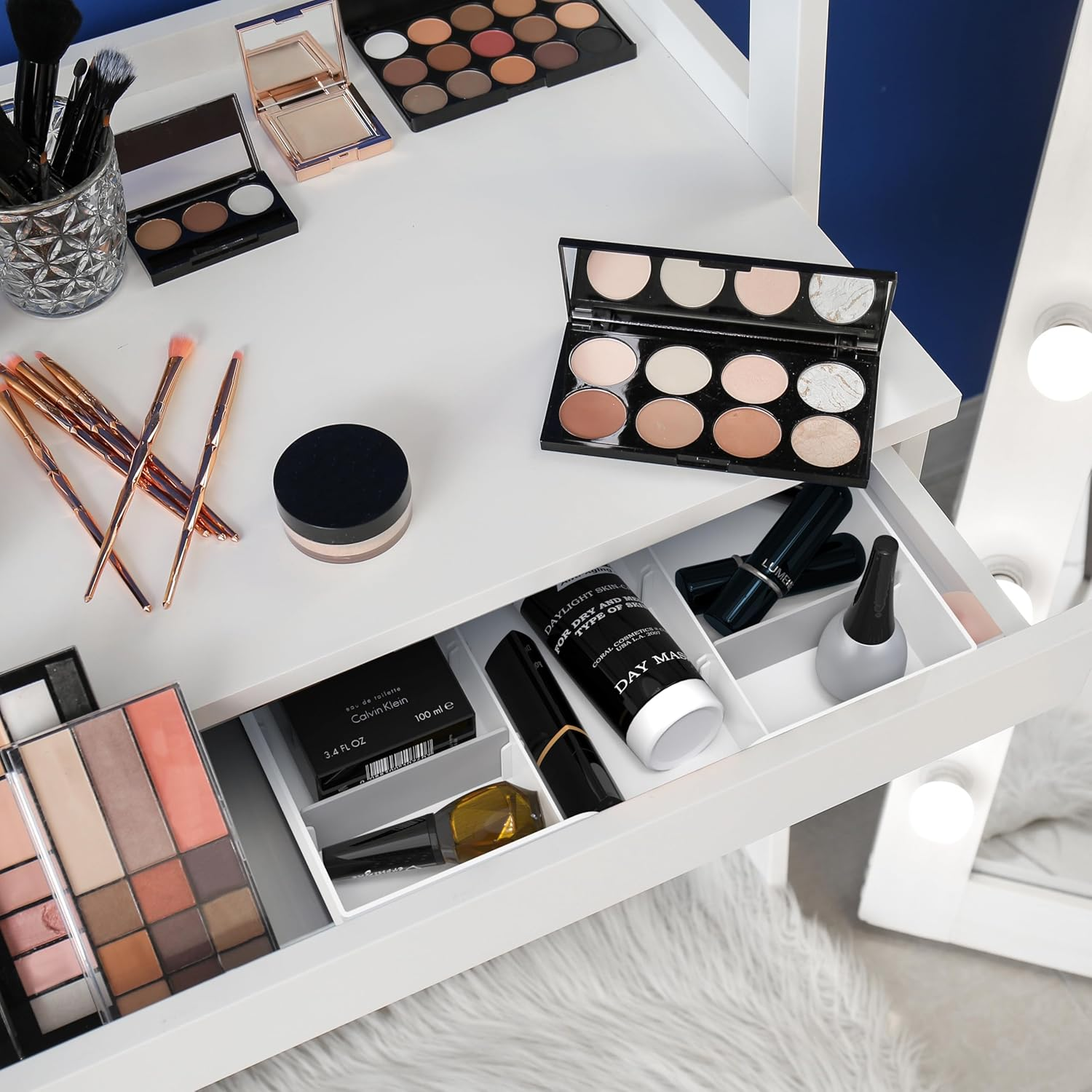 Simple Houseware Desk Drawer Organiser with 9 Adjustable Compartments, White image number 6