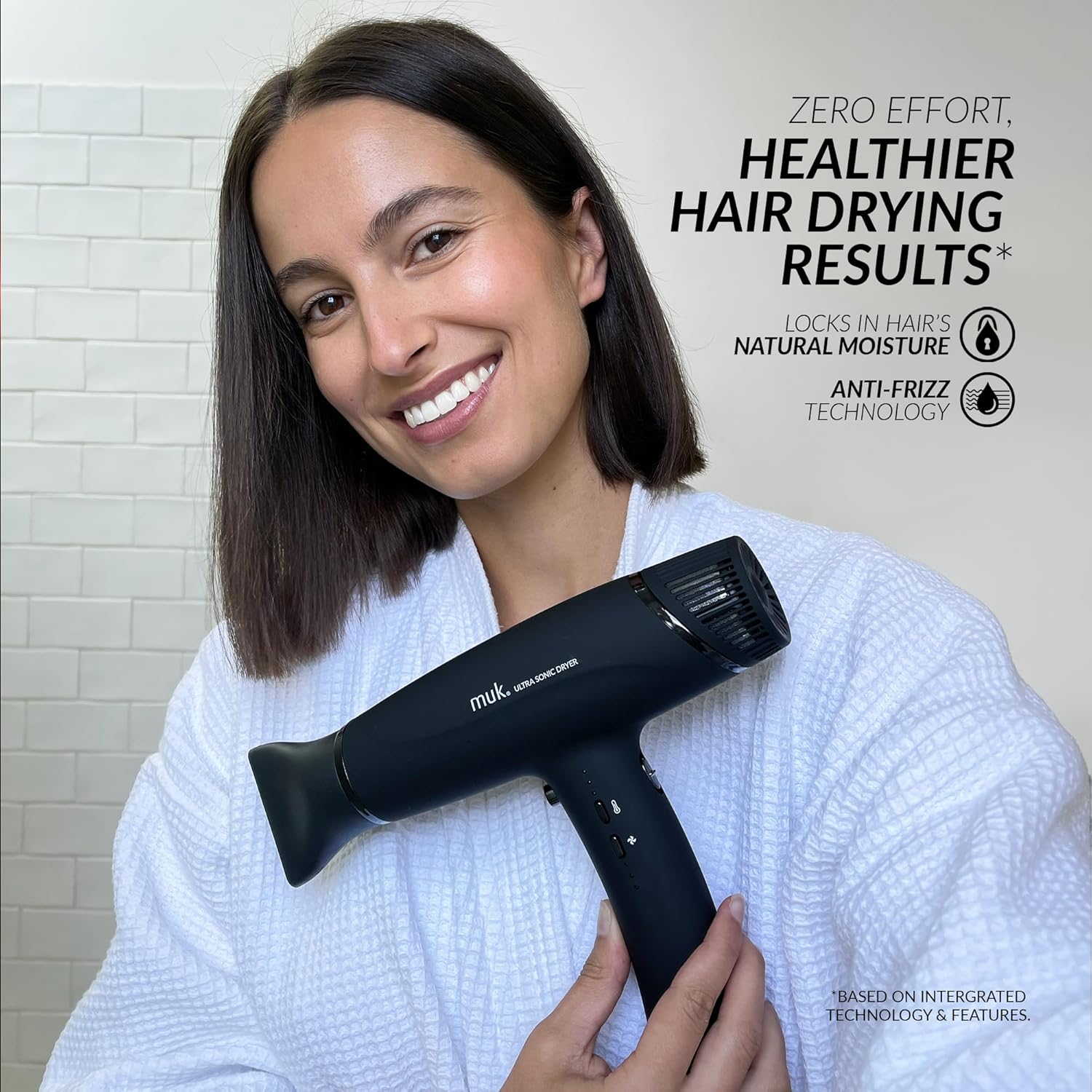 MUK. Ultra Sonic Hair Dryer Professional Series with Ionic Generator & Infrared Light - Lightweight Blow Dryer for Salon Quality Styling. Travel Hair Dryer with 3 Heat & Speed Settings, Cool Shot image number 5