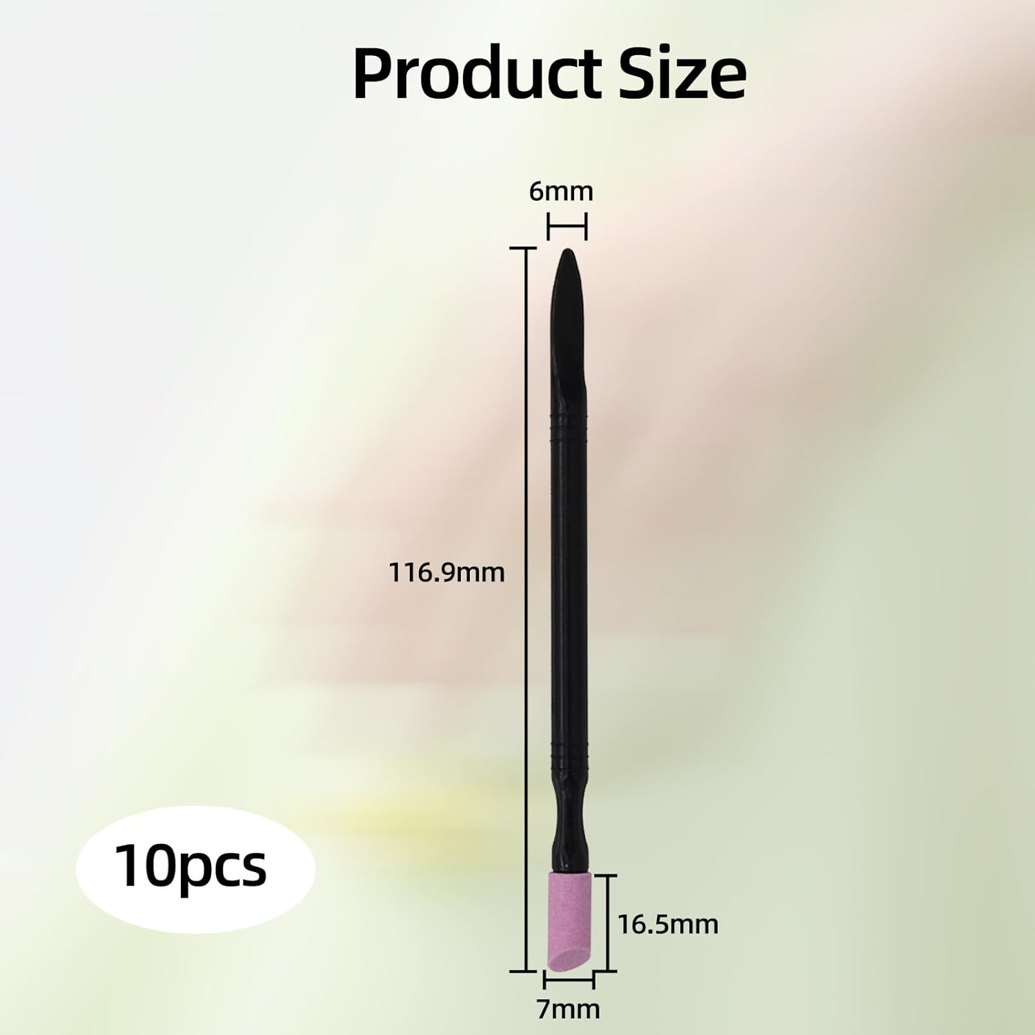 Bamyli Pack of 10 Cuticle Remover, Double Headed Nail Files, Cuticle Pusher Pens, Manicure Grinding Pens, Quartz Nail Care Set, Cuticle File Trimmer, for Nail Bed Cleaning and Care image number 1