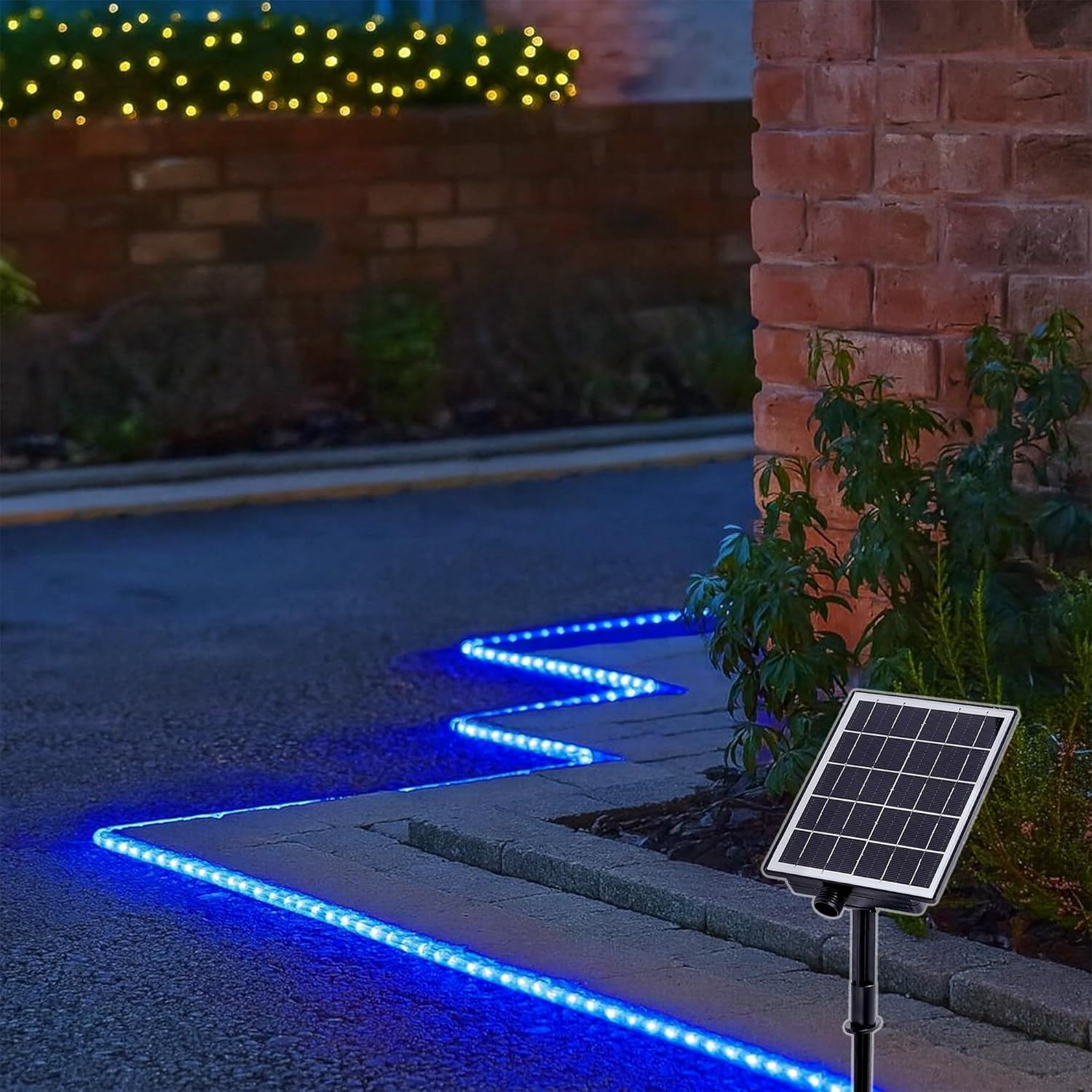 Solar Powered 10M LED Rope Light - 4 Colour Options - Blue - White image number 3