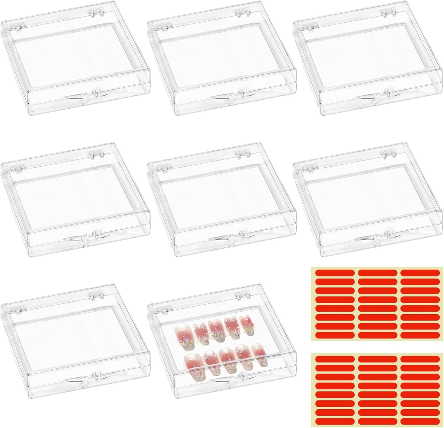 Koceci 8 Pack Press on Nail Organizer, Nail Packaging for Press Ons, Clear Plastic Fake Nail Holder Organizer Acrylic Nail Display Storage Box for Nail Business Art Salon (Transparent) image number 4