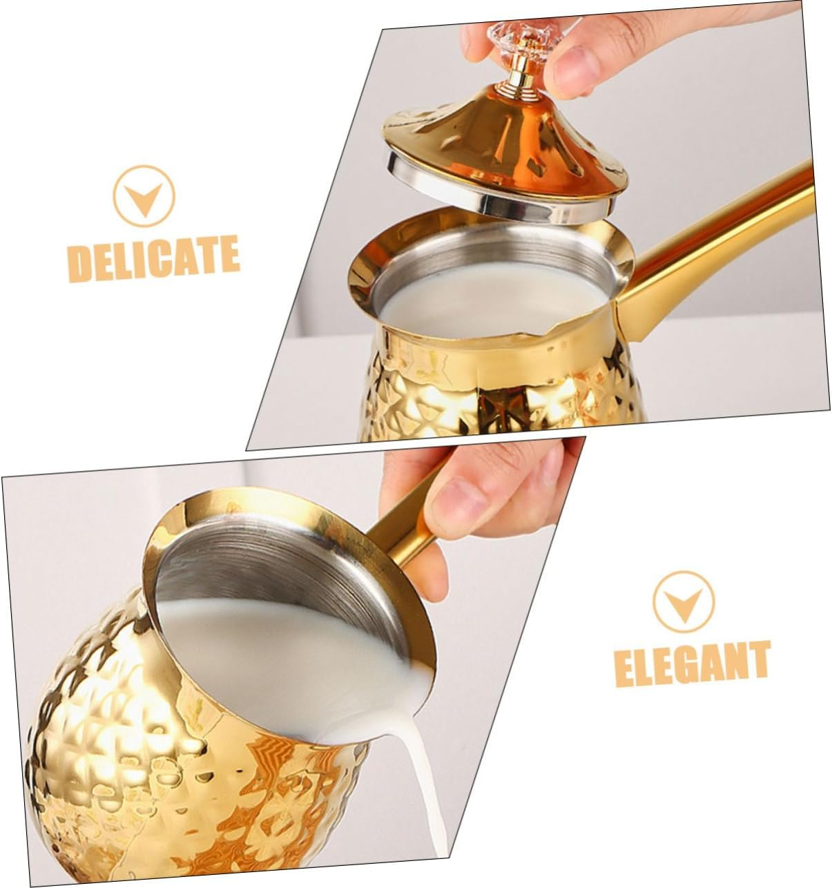 Traditional Turkish Cezve Maker & Mocha Cup - Stove Top, Milk Warmer, Induction Pot, Arabic & Greek Coffee Maker, Butter Melter, 400Ml Vintage Metal Tea Pot