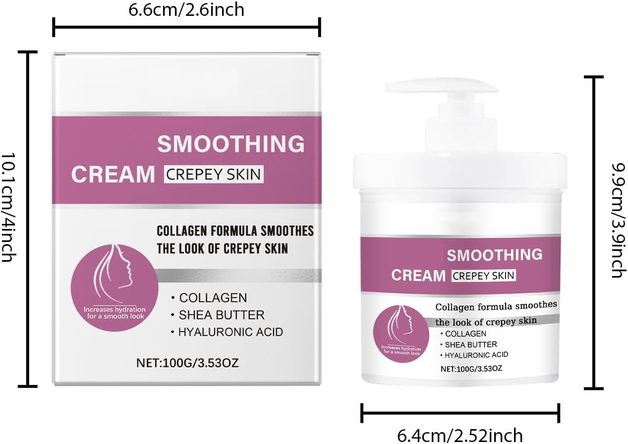 Collagen Cream for Crepey Skin - anti Wrinkle & Firming Face Cream with Hyaluronic Acid - Skin Tightening Treatment for Body, Neck, Hands, Arms - Hydrating Moisturizer for Women & Men (2)