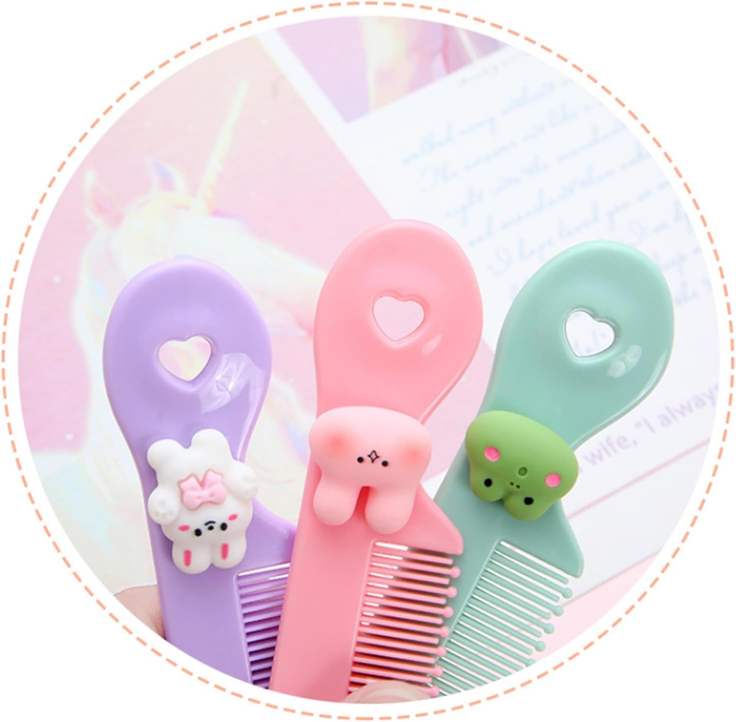 Yeanifeana 4 Pack Hair Combs Set, Wide Tooth Detangling Combs for Boys and Girls, Pain-Free Anti-Knot for Wet/Dry/Curly Hair with Animal Shapes