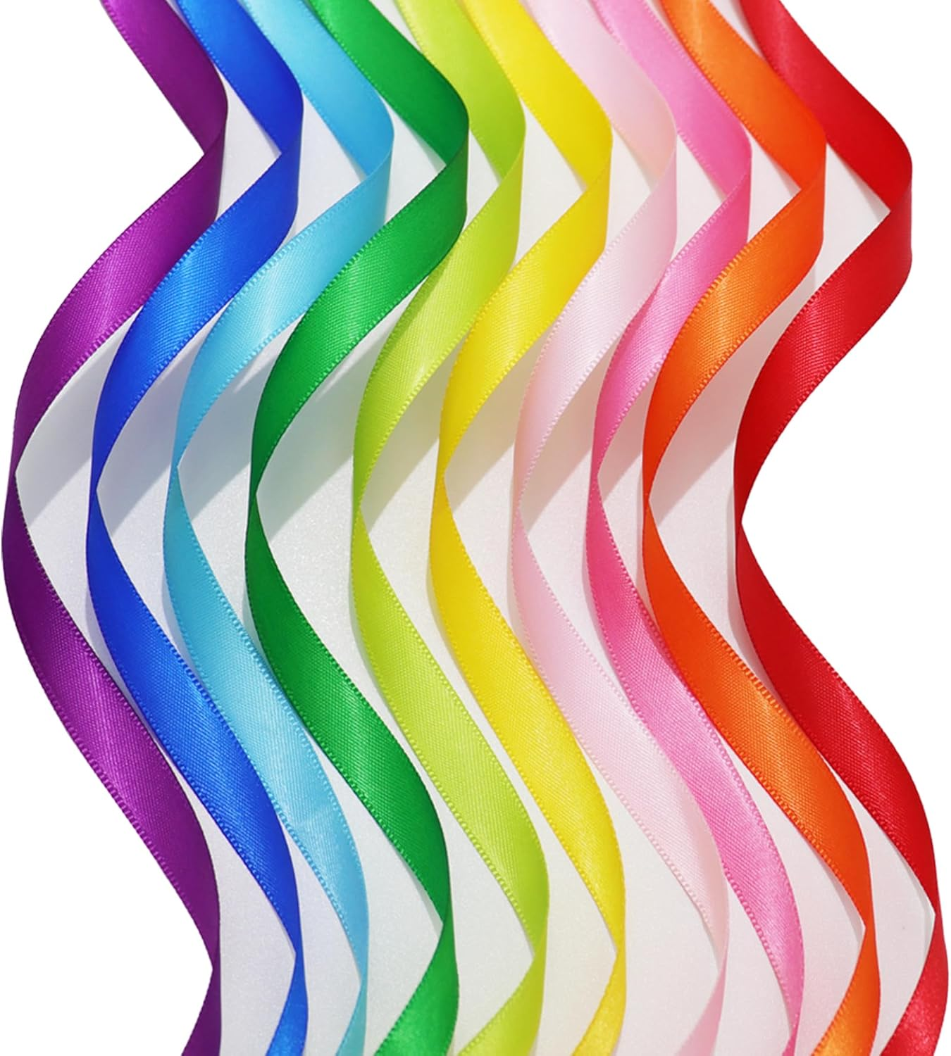 GROWDXZ Rainbow Colorful Ribbon 3/8 Inch Double Face Satin Ribbon for Gift Wrapping DIY Crafts Birthday Party Decoration 10 Rolls Total 50 Yards image number 4