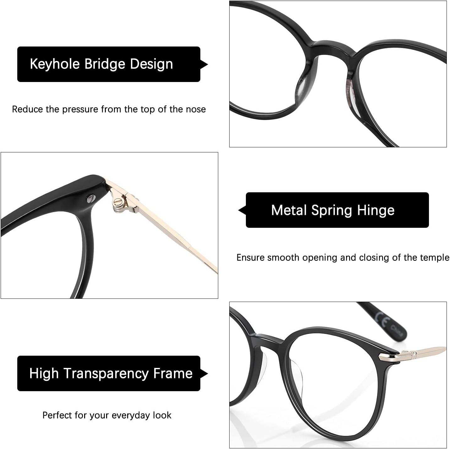 ZENOTTIC round Optical Glasses Transparent Frame Clear Lens Eyewear Non- Eyeglasses for Women - Pink image number 5