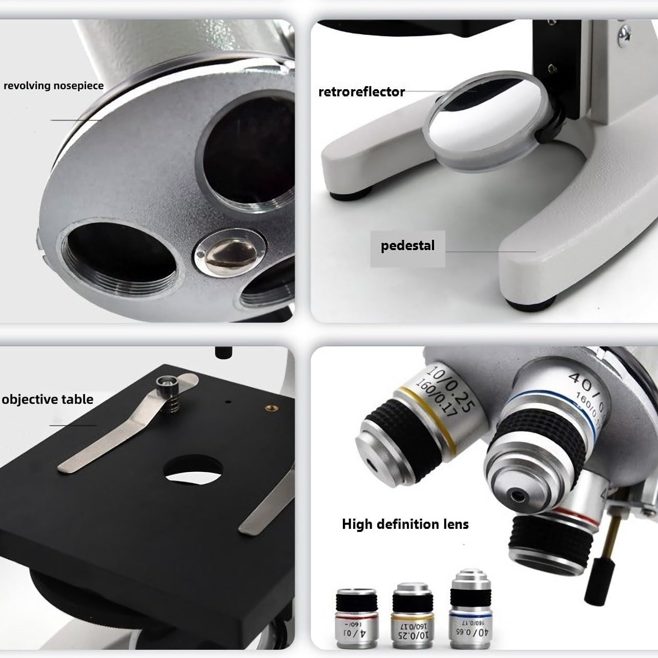 Microscope-200-4000X Magnification,Biological Educational Microscope for Students and Adults,With Phone Clip,Biological Specimen and Fill Light (White) image number 4