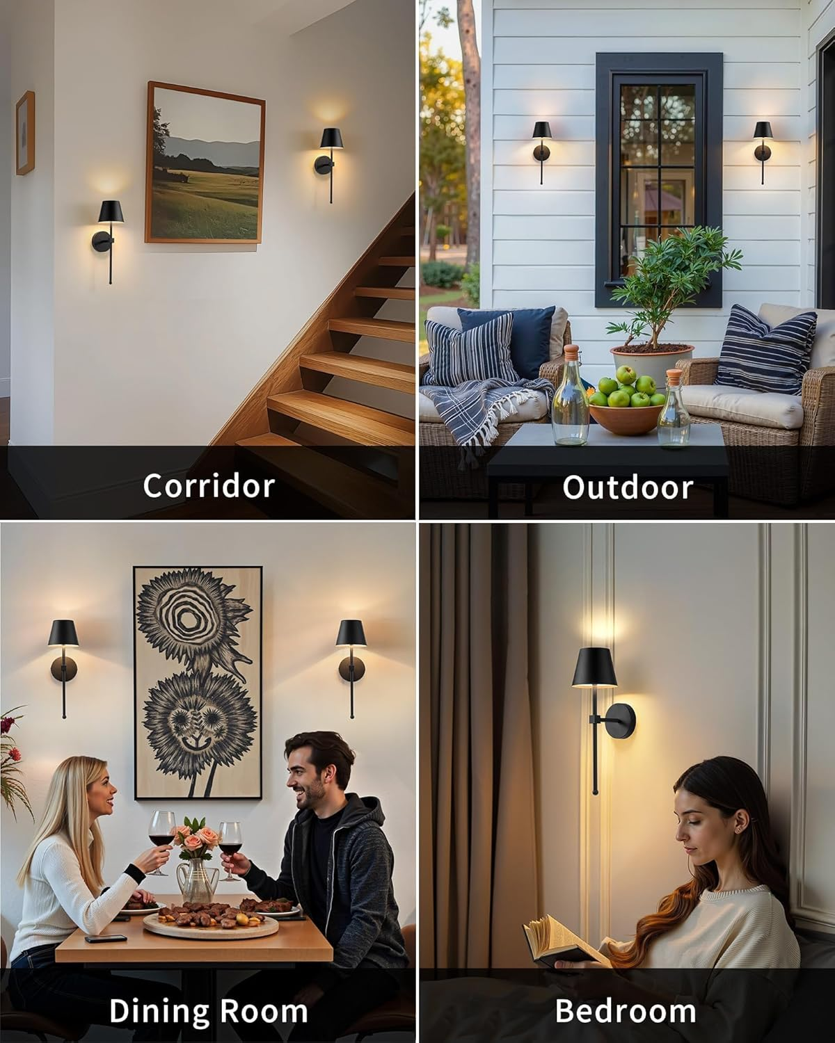 Wall Light Battery Operated Sconce Set of 2, Not Hardwired Fixture,Wall Sconce with Remote Dimmable Light Bulb,Easy to Install Not Wires,For Bedroom, Lounge, Farmhouse image number 1