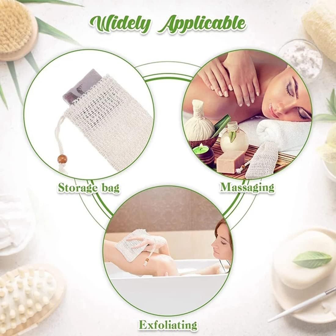 40 Pack Soap Exfoliating Bags,Soap Saver Made Sisal Mesh Soap Bag Bar Soap Bag with Drawstring for Bath & Shower Use image number 4