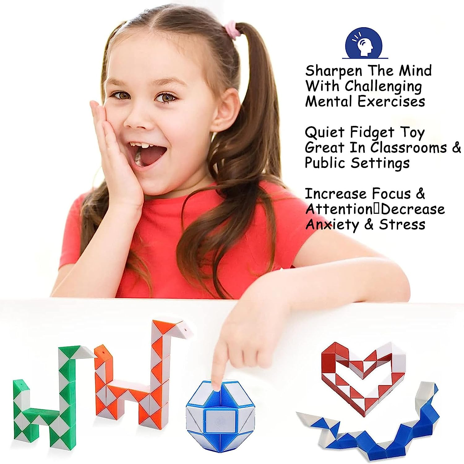 30 Pack 24 Blocks Magic Snake Cube, Mini Snake Speed Cubes for Kids Party Bag Filler, Random Colors, Party Supplies image number 5