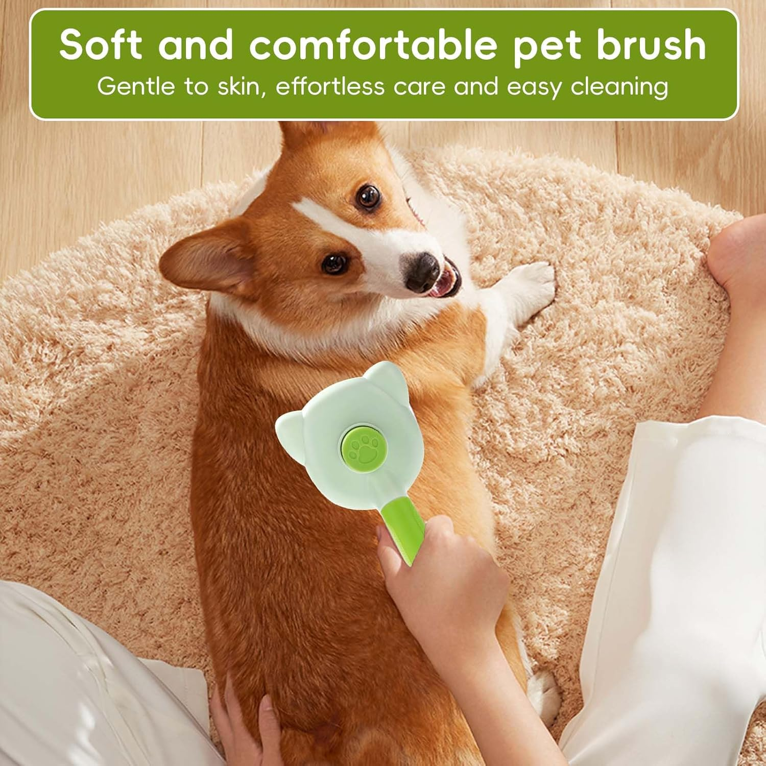 Pet Dog Brush, Cat Brush, Dog Brush, Cat Brush for Long Hair and Short Hair, Clean Pet Hair from the Brush with One Button, Prevents Tangles image number 2
