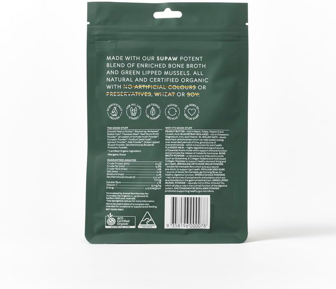 SUPAW&trade; by Australian Pet Organics Certified Organic Digestive Health Dog Treat 150G image number 6