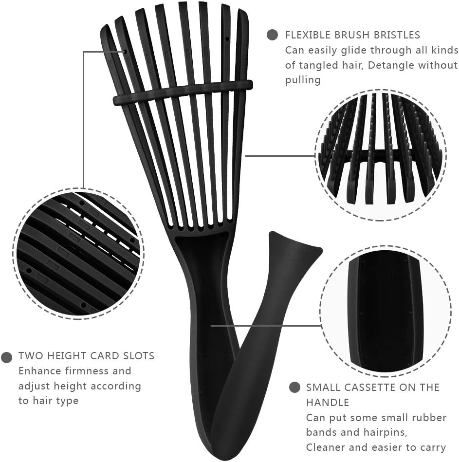 Detangling Brush for Afro America/African Hair, Textured 3A to 4C Kinky Wavy/Coily/Wet/Dry/Oil/Thick/Long/Curly Hair Detangler (Black) image number 3