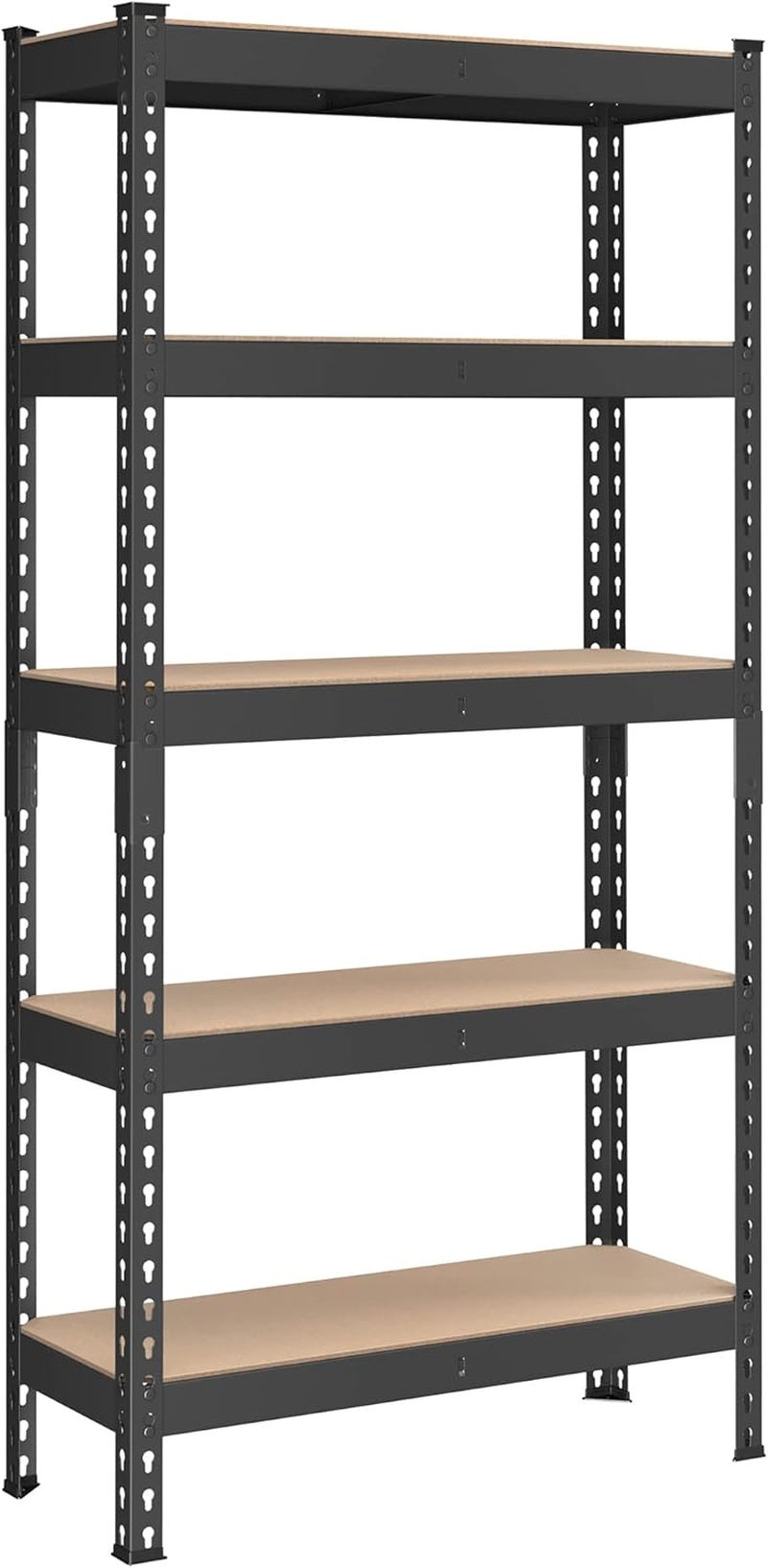 SONGMICS 5-Tier Storage Shelves, Load 2310 Lb, Garage Storage, Boltless Assembly, Adjustable Shelving Unit, 17.7 X 35.4 X 70.9 Inches, for Study Shed Basement, Gray and Natural Beige UGLR450G01