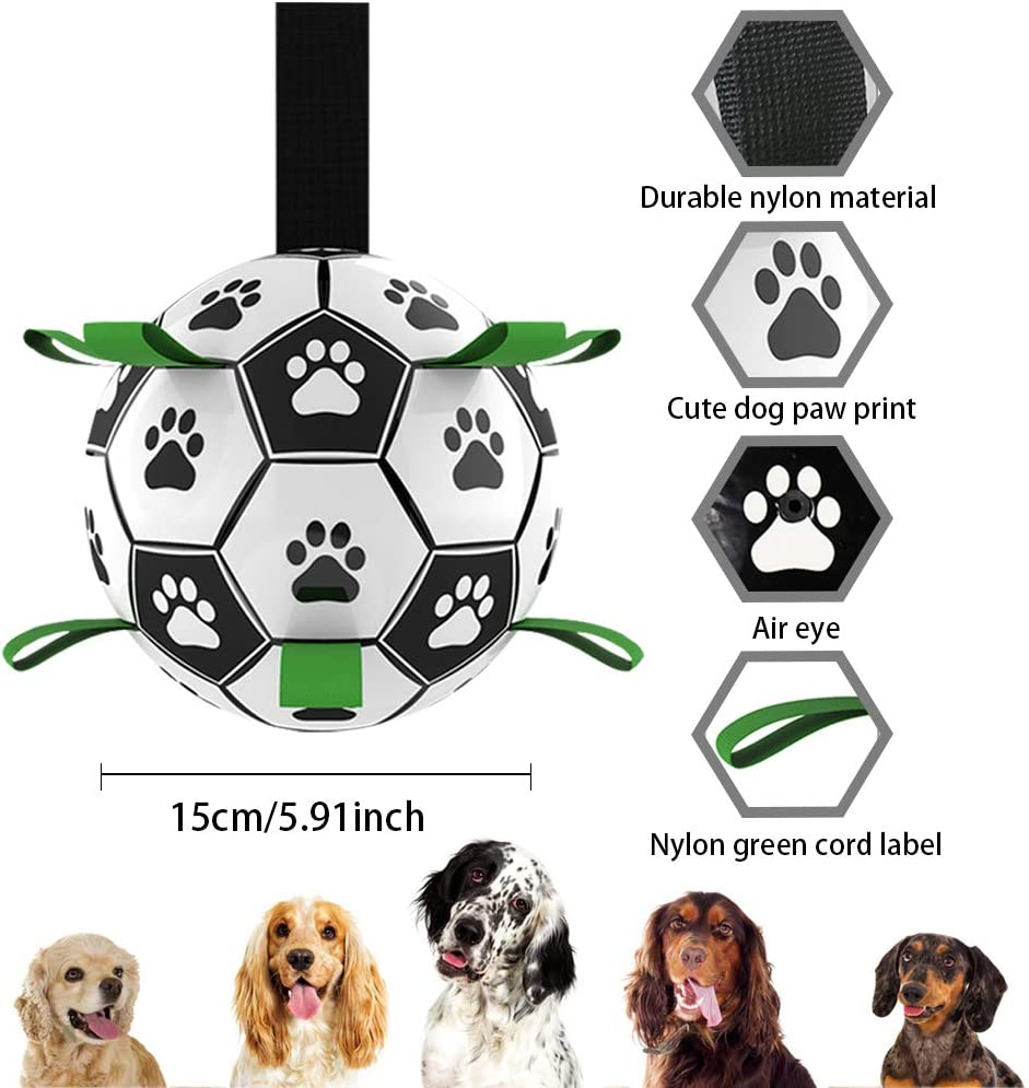 Qudasar PDTXCLS AWEHIRU Dog Ball Dog Soccer Ball with Grab Tabs Interactive Dog Toys Herding Ball for Dogs Rubber Ball Dog Balls for Small & Medium Dogs Jolly Balls for Dogs image number 2