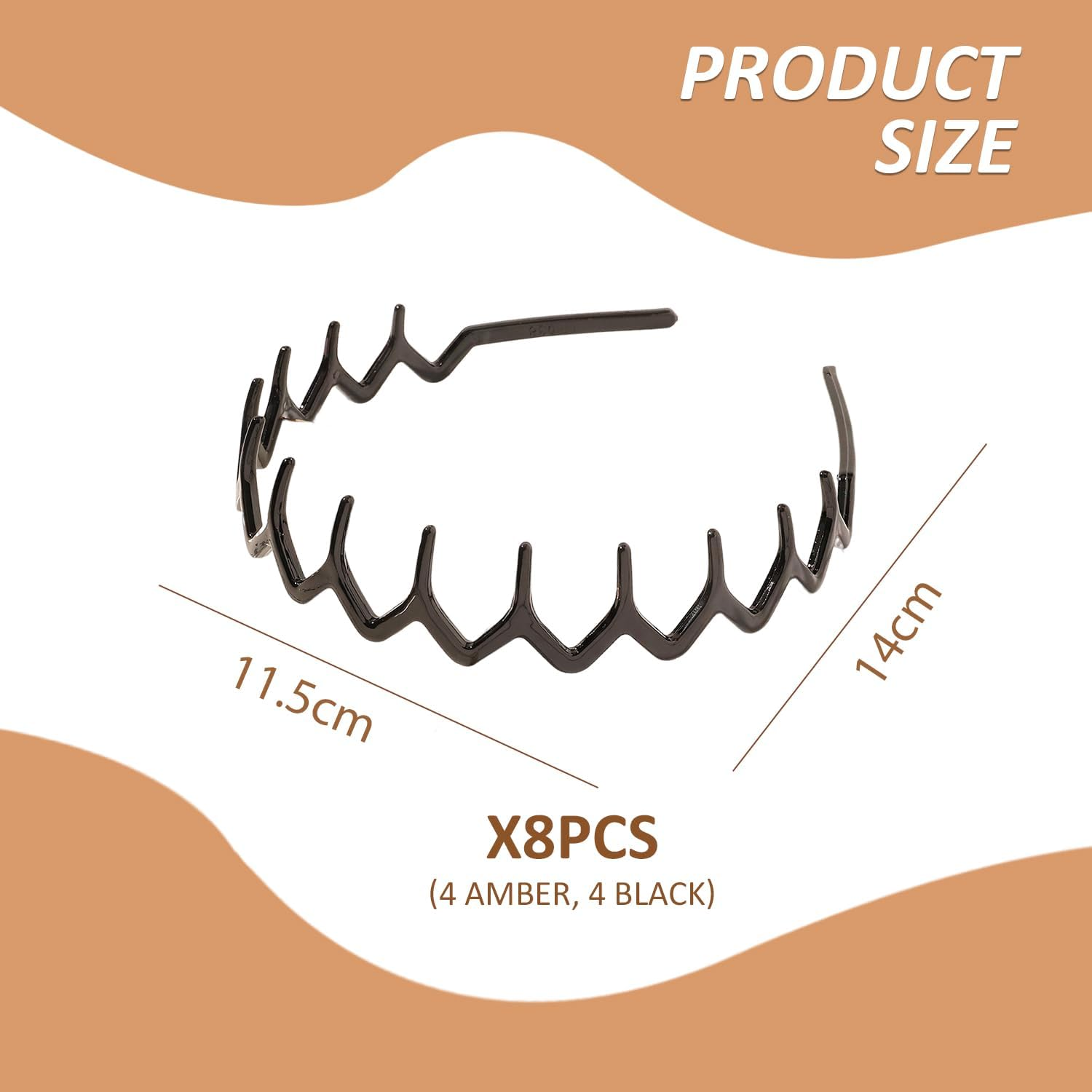 8-Piece Zigzag Anti-Slip Headband, Classic and Fashionable, Simple Headband for Men and Women, Multifunctional Face Headband, Solid Accessories with Fixed Bang. image number 2