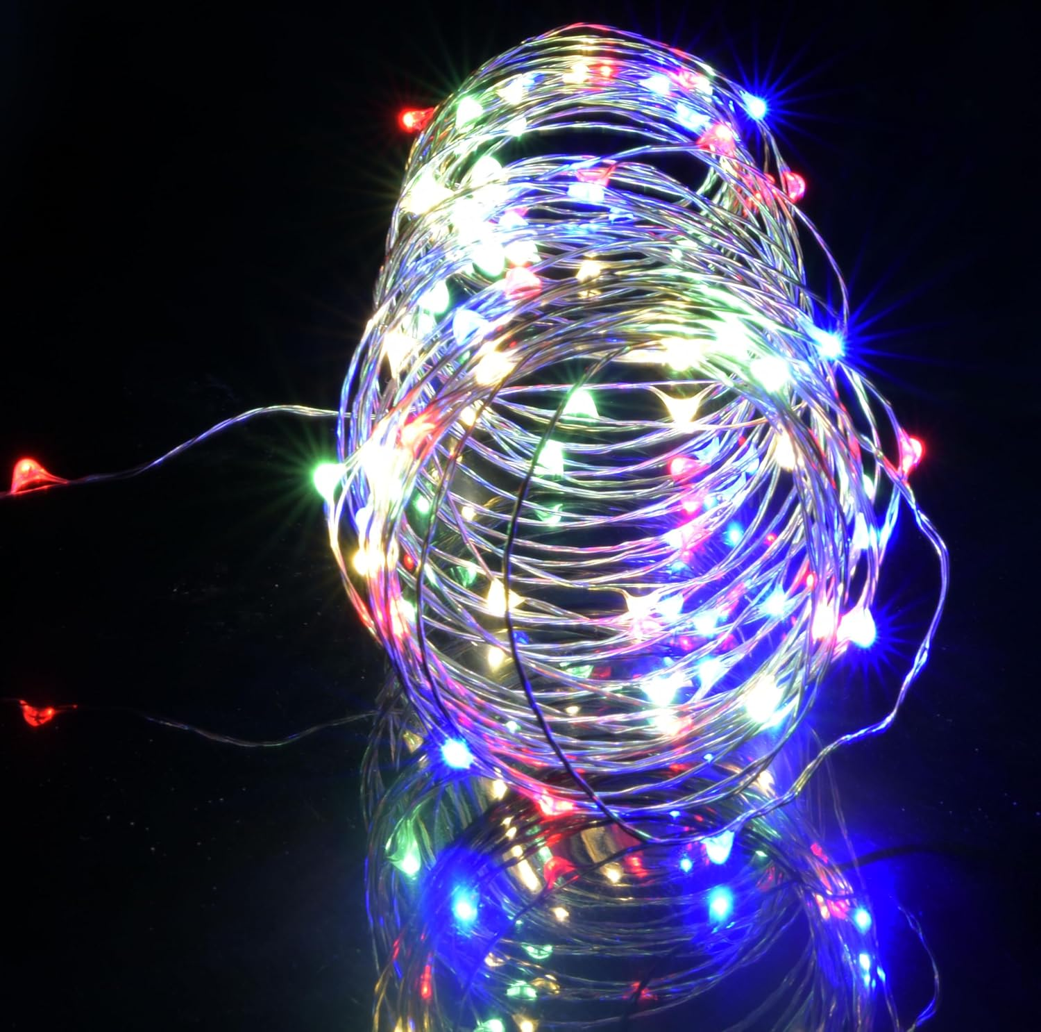 USB Powered String Lights,Led Silver Wire Micro Fairy Lights,5M/16.4Ft 50 Twinkle Lights for Indoor Bedroom Garden Party Wedding Christmas Party Decoration (Multi Colour, 10M/32Ft.)