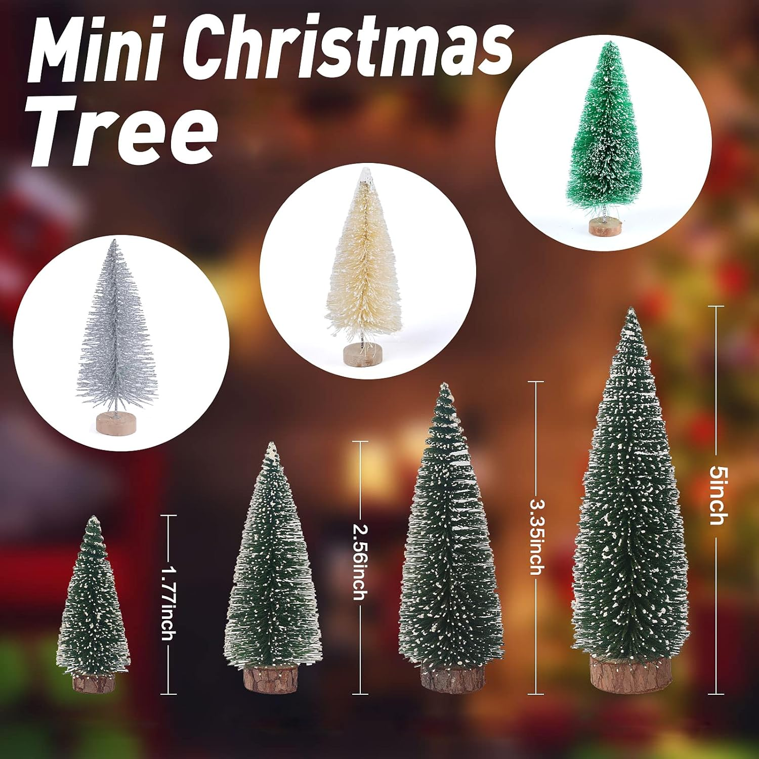 CCINEE 30Pcs Sisal Frosted Mini Christmas Trees, Miniature Christmas Bottle Brush Trees Plastic Pine Tree for Crafts Home Tabletop Decorations
