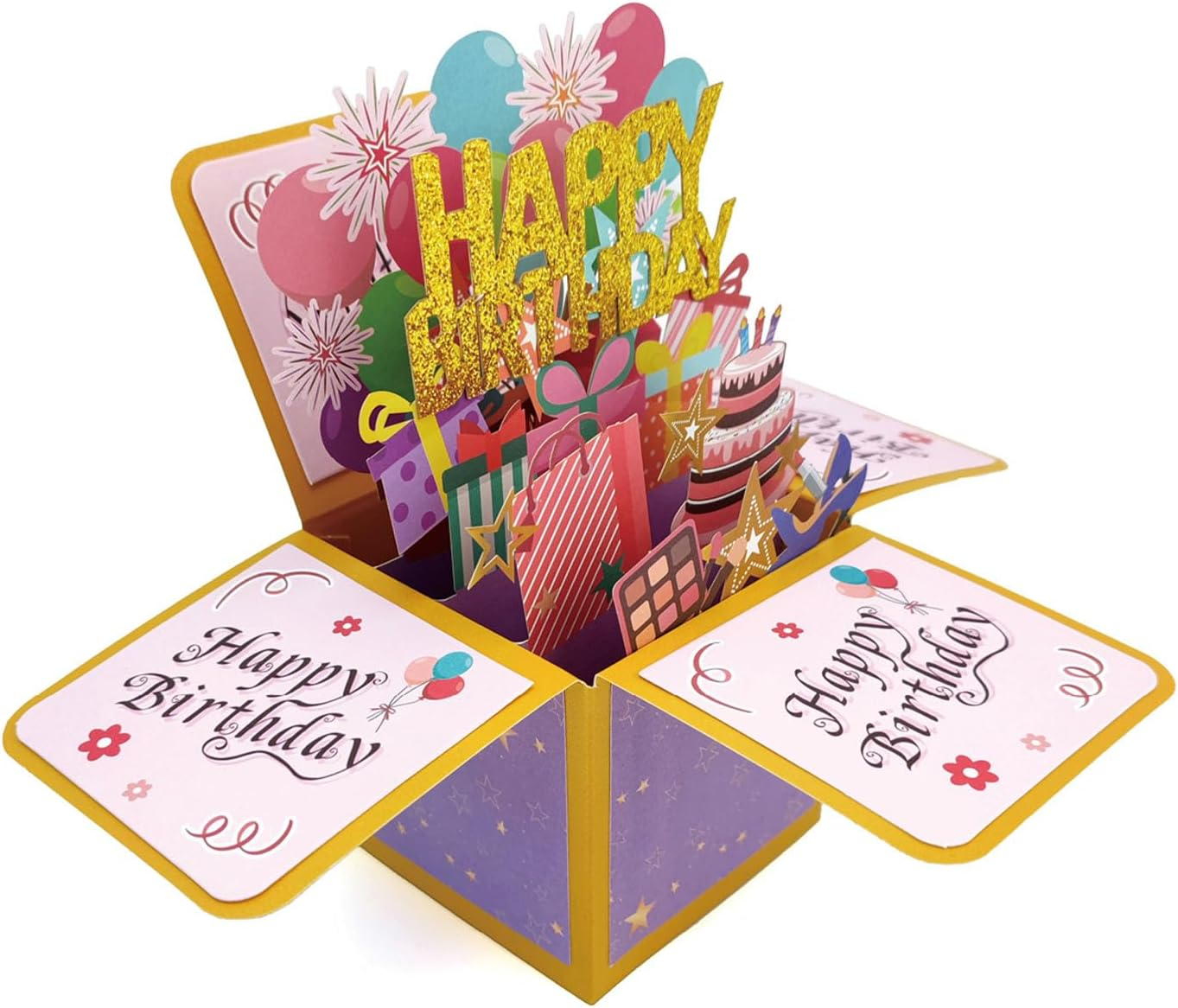 3D Happy Birthday Card, Paper Pop up Birthday Cards Greeting Cards with Blank Card and Envelope, Unique Birthday Card for Women Mom Wife Daughter Grandma Girlfriend (Happy Birthday) image number 4