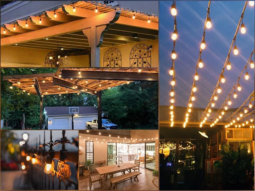 BRIMAX - 49Ft Outdoor Patio Led Edison String Lights for Caf&eacute; outside Lights D&eacute;cor, 15 E27 Socket,15+1 2W S14 LED Non-Dimmable Filament Bulb, for Christmas Decoration image number 4