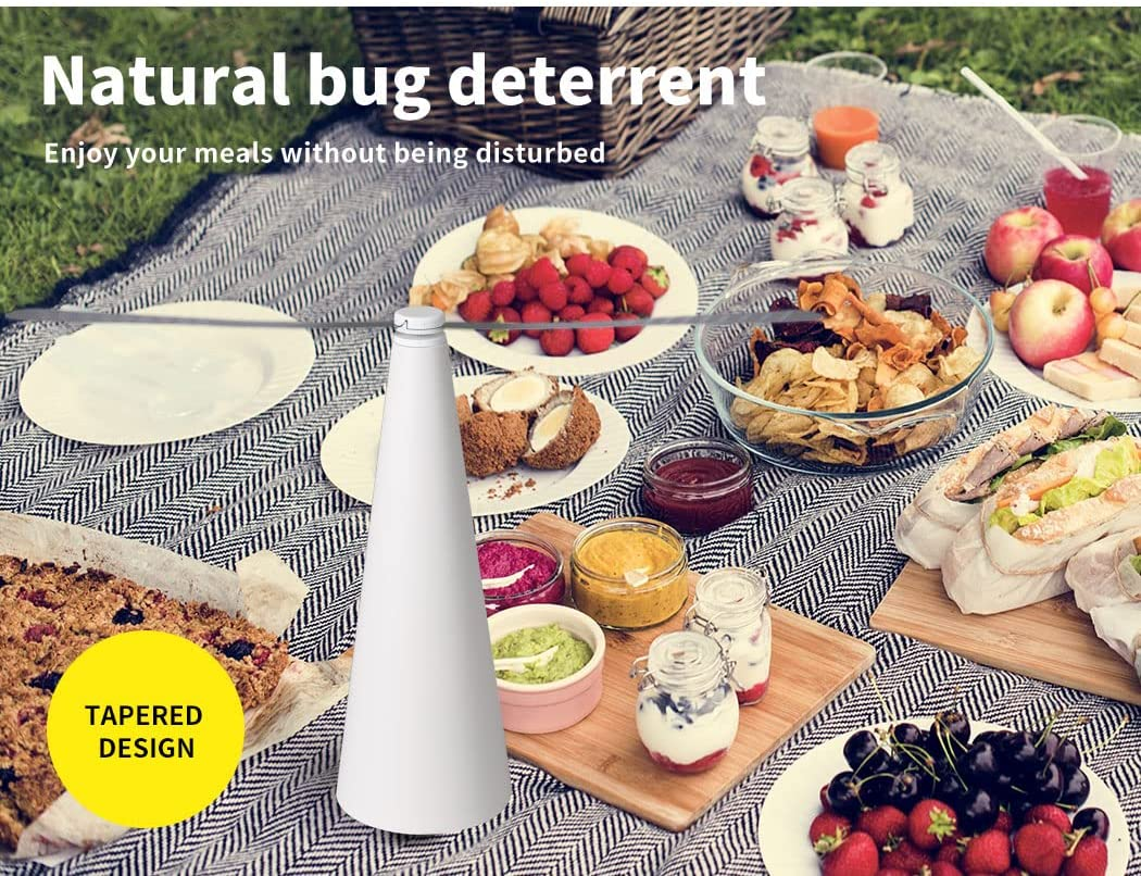 Fly Free, Entertaining Chemical Trap Repellent Fly Fan Indoor Outdoor Home, Keep Flies Away from Your Food, Camping BBQ Food Mosquito Fruit Fly Portable Repeller Fans Safe Insect Killer(White) image number 5