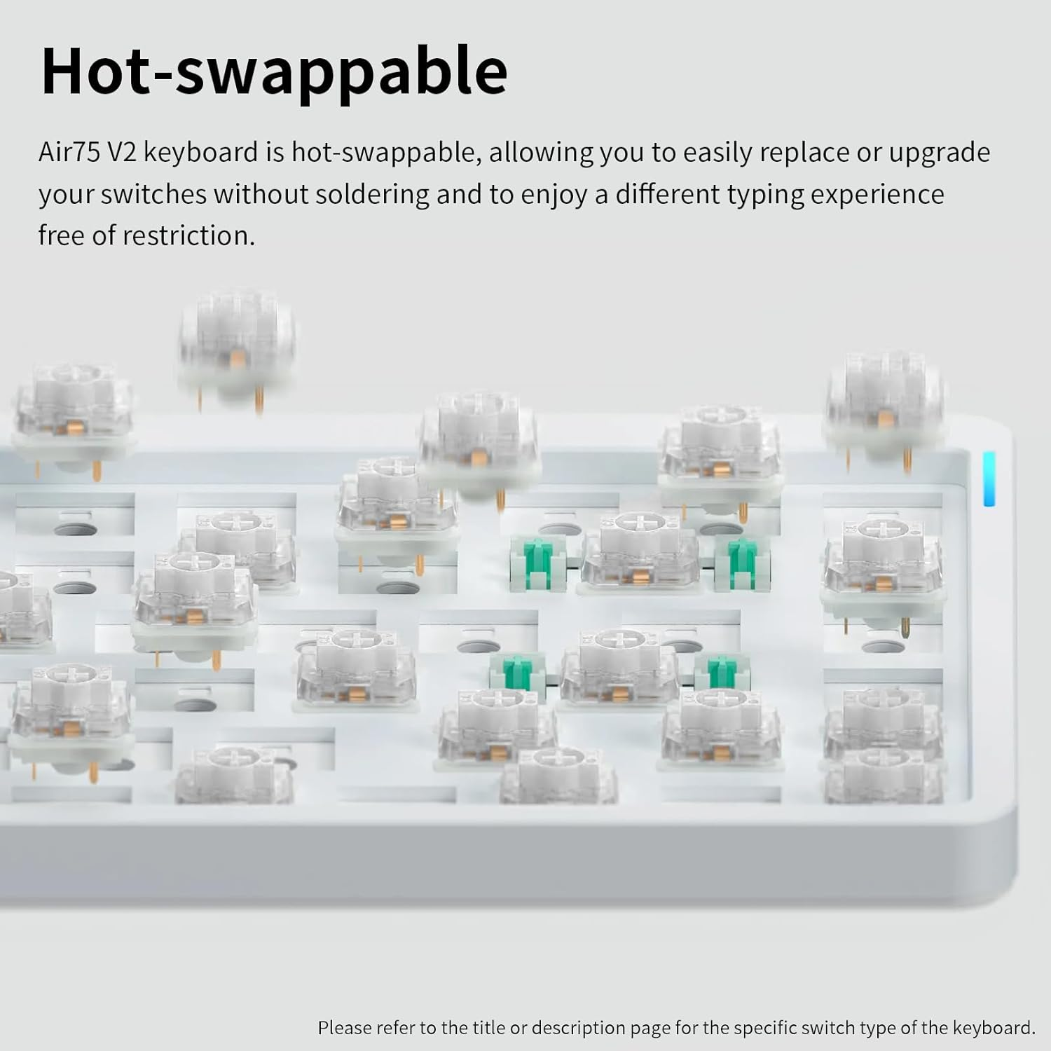 Nuphy Air75 V2 QMK/VIA Mechanical Keyboard, 75% Low Profile Wireless Keyboard, Bluetooth 5.1, 2.4Ghz and Wired Connection, Compatible with Windows and Mac Systems - Ionic White Switch Brown image number 2
