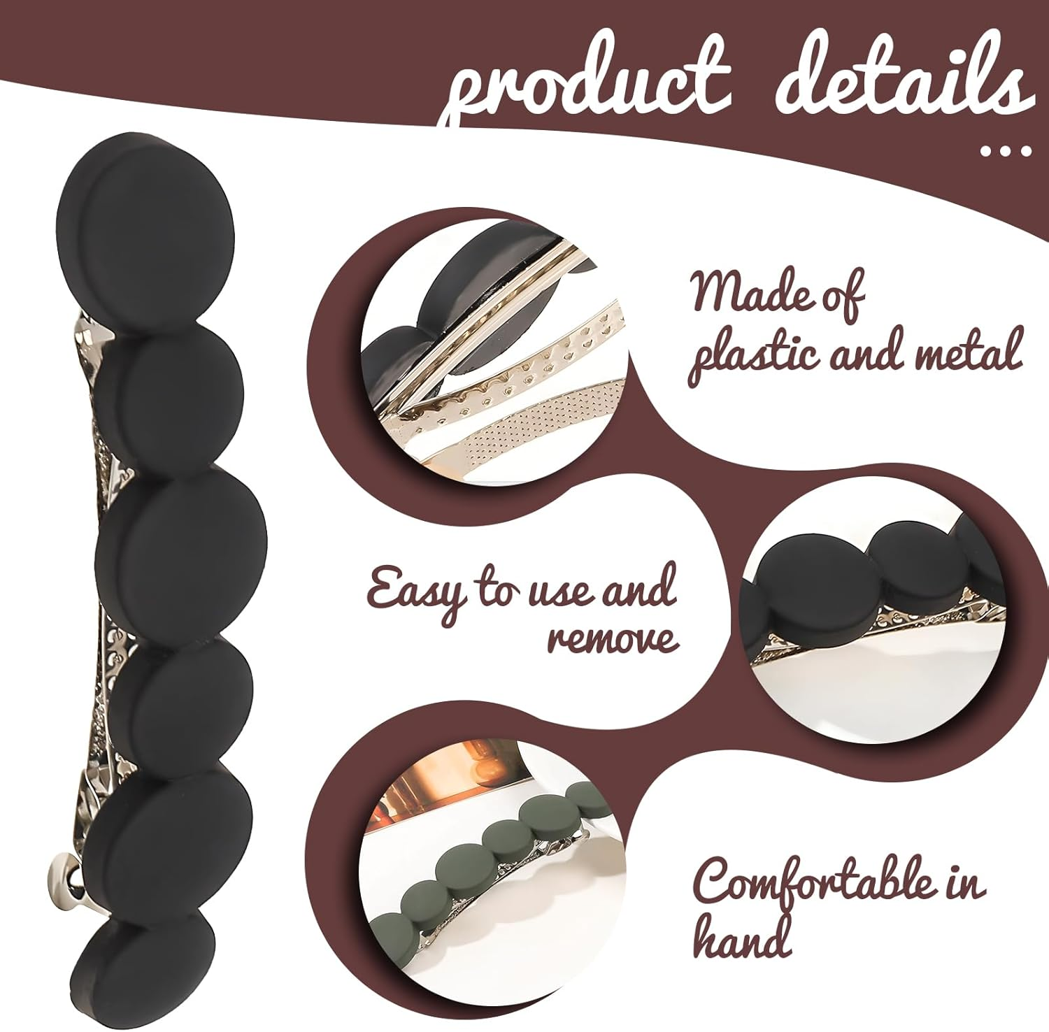 French Hair Clips Women, Chmiss Decorative Hair Clips, 6 Pieces Small Hair Clip Set, Thin Hair Automatic Hair Clip, for Women Girls Thin Hair Accessories image number 5