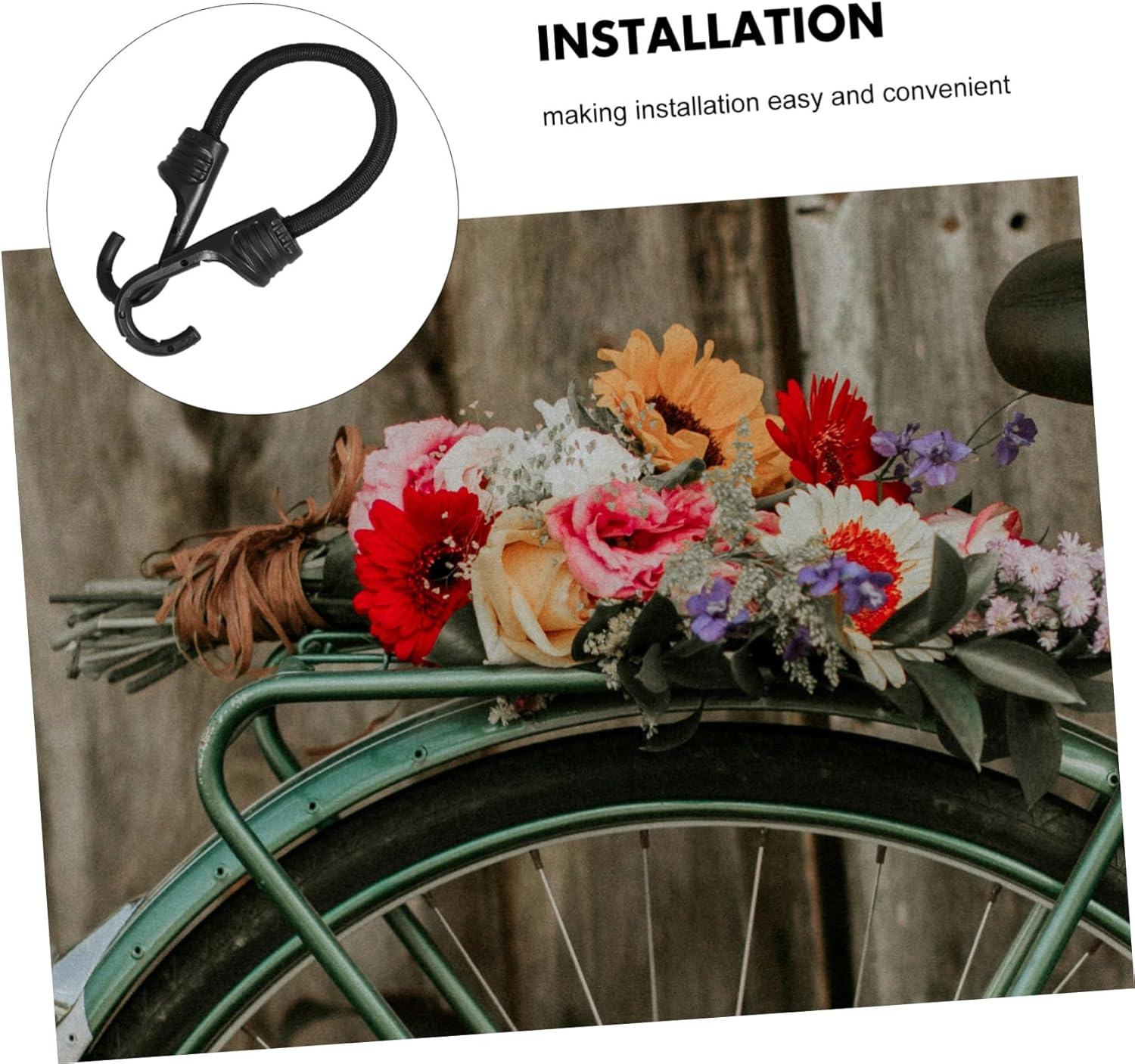 WESIEVYA 12Pcs Elastic Luggage Strap Bike Bungee Cord Hooks Car Trunk Bike Rack Secure Tie down Ropes Weatherproof for Travel image number 3