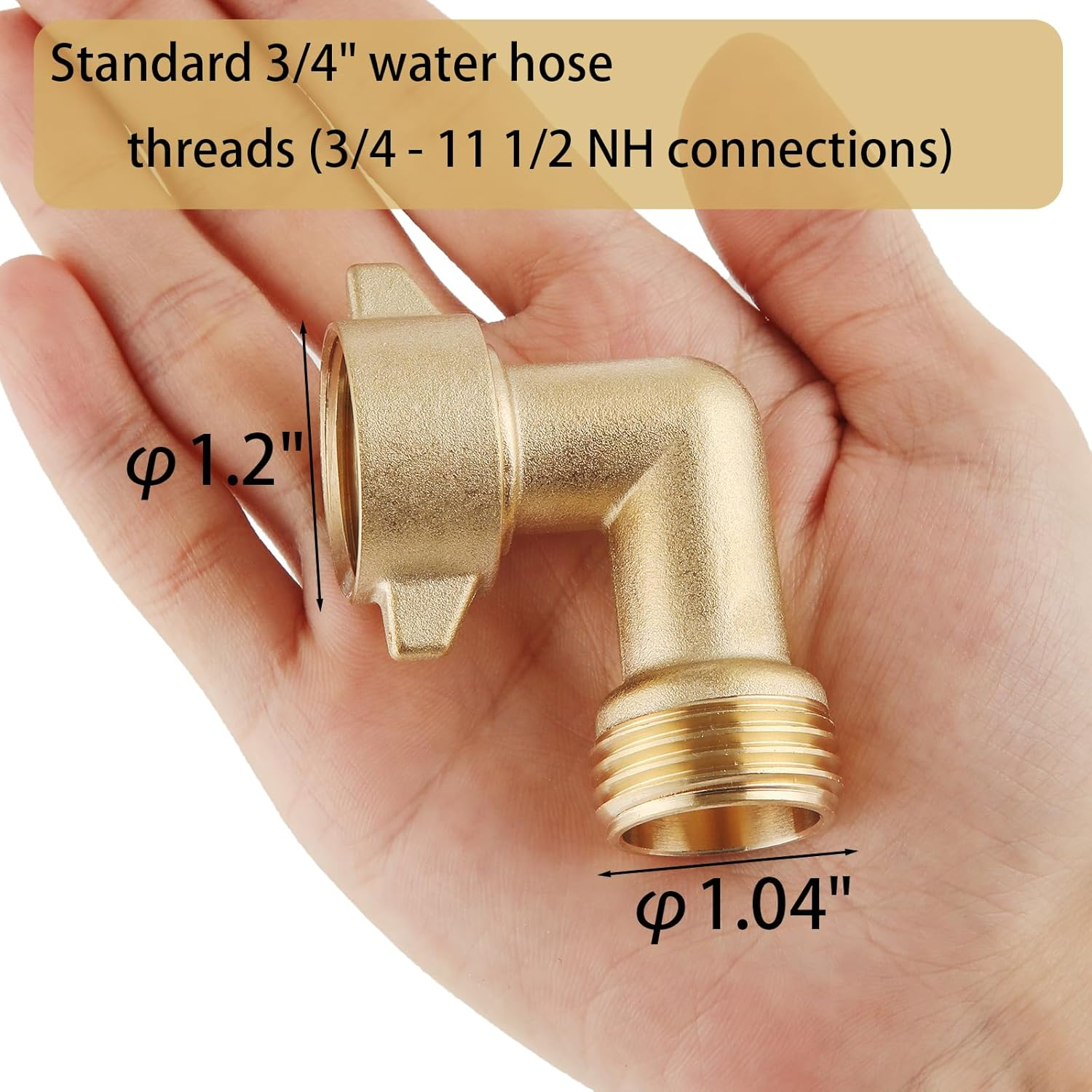 90-Degree Hose Elbow for Rvs &mdash; Solid Brass Construction, Features Convenient Easy Grip Connector,For RV Water Hoses, Residential Outdoor Faucets, & More &mdash; 1-Pack