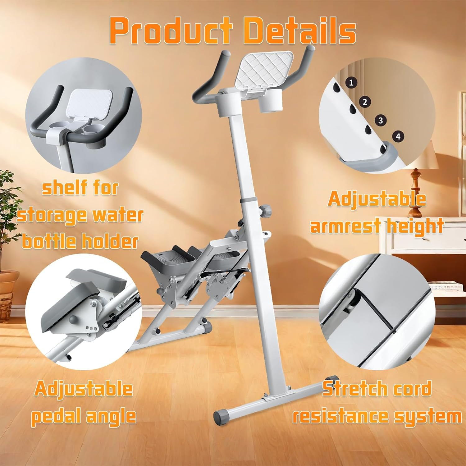 TOGIEEII Stair Stepper Folding Vertical Cardio Exercise Climber Stair-Master for Exercise at Home Full Body Workout Machine with Handlebar 242LBS Load with Adjustable Step Range Handlebar & Pedals image number 4