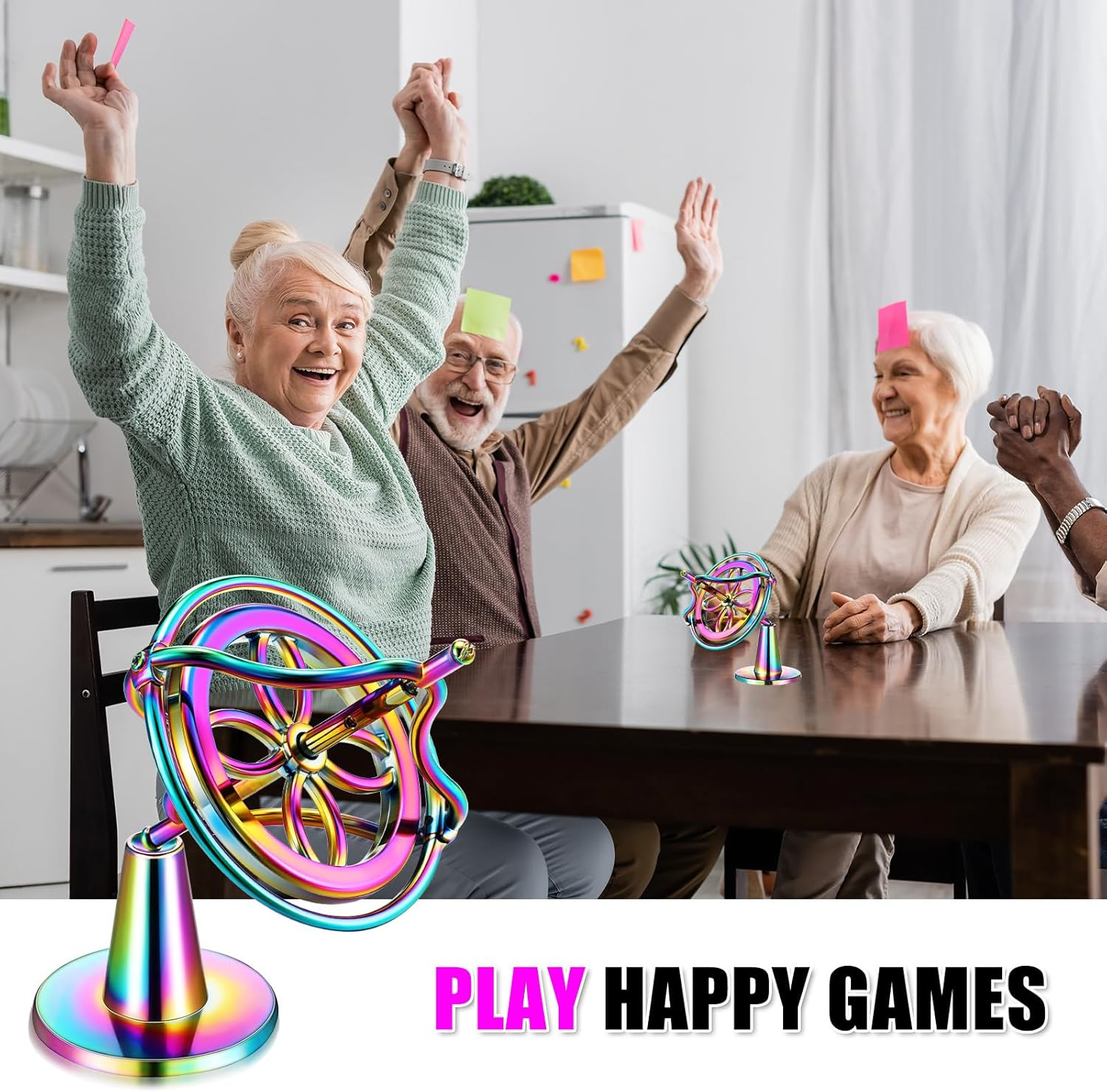 Meekoo 2 Pack Metal Anti-Gravity Gyroscope Colorful Spinning Top Gyroscope Balance Toy Educational Gift image number 1