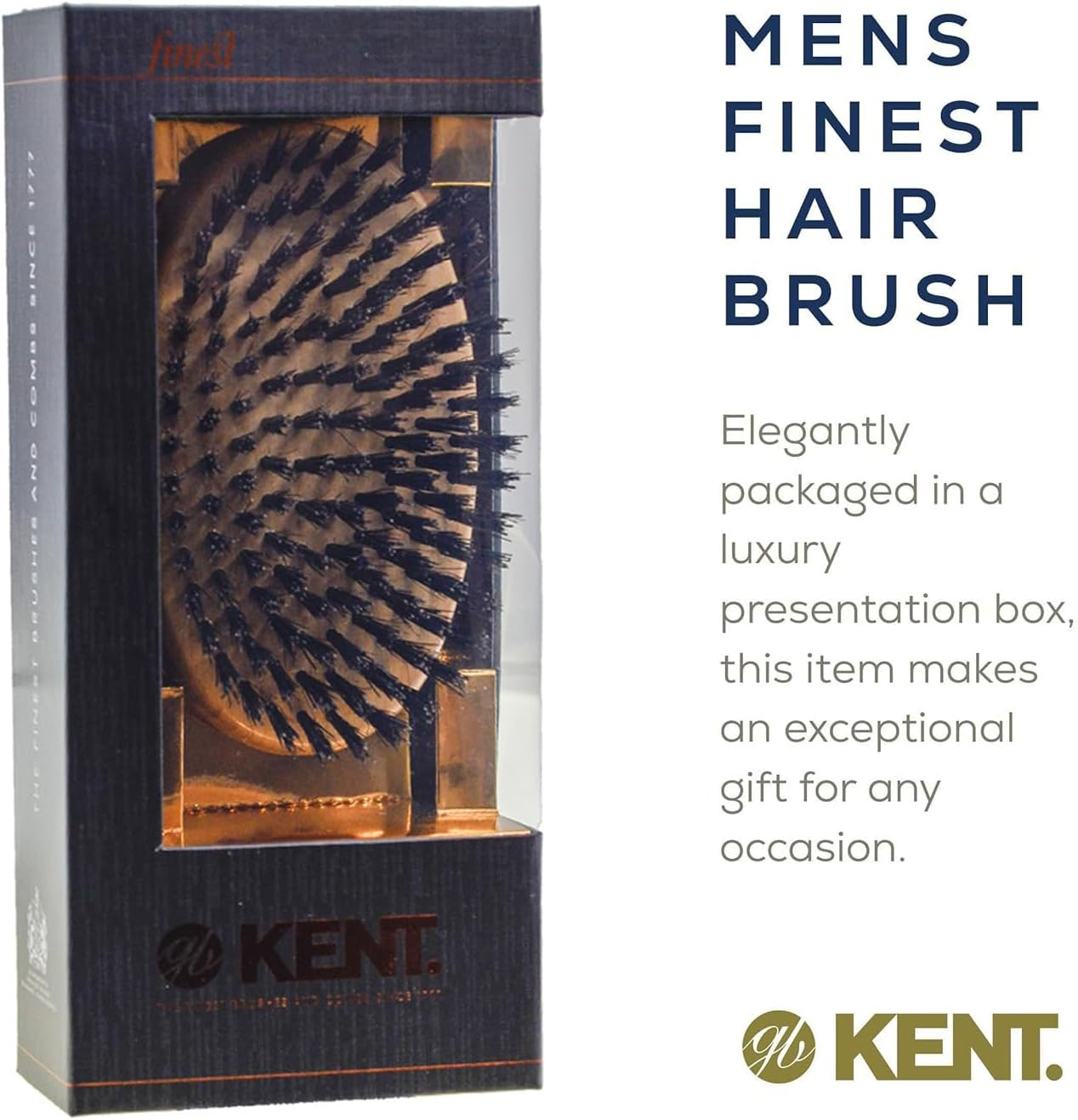 Kent Oval Beechwood Pure Bristle Hair Brush, Black image number 6