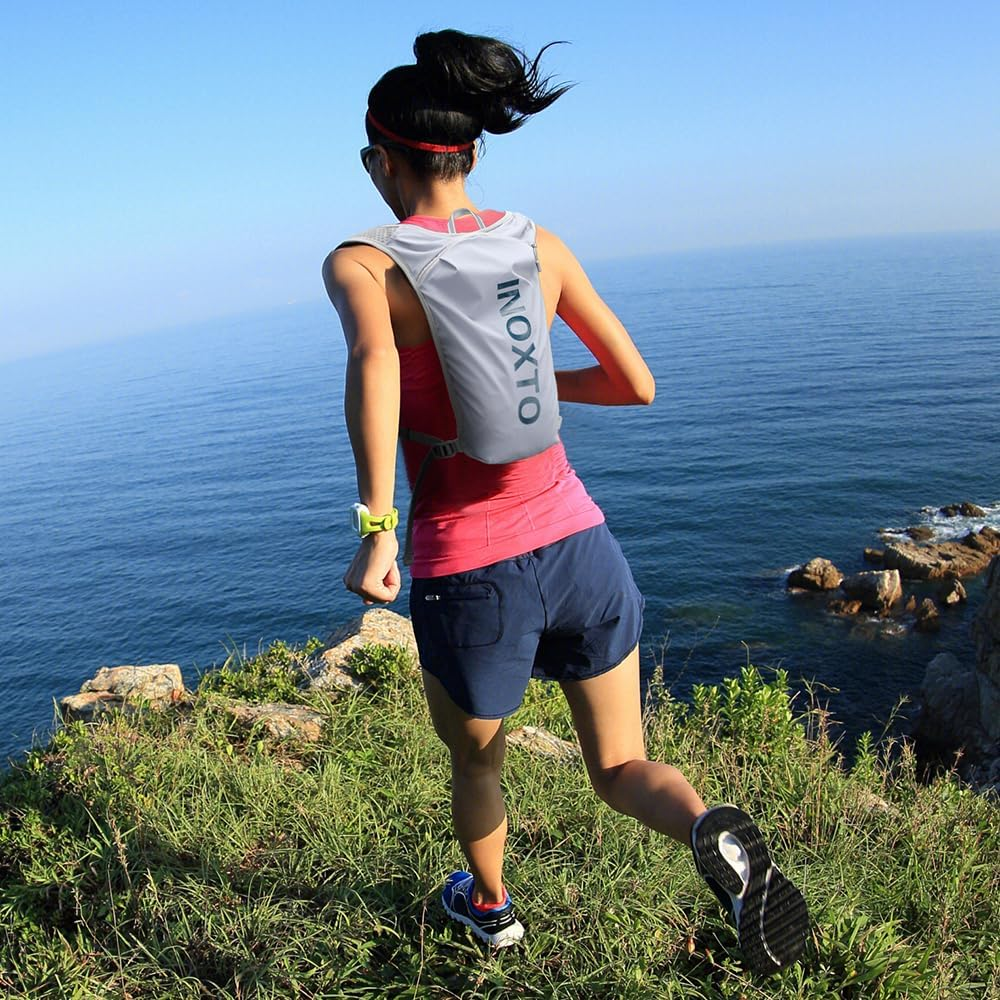 INOXTO Running Backpack, 5-Liter Lightweight Hydration Bag for Outdoor Hiking Cross Country Marathon Cycling Competition Mountaineering Water Bag Backpack for Men