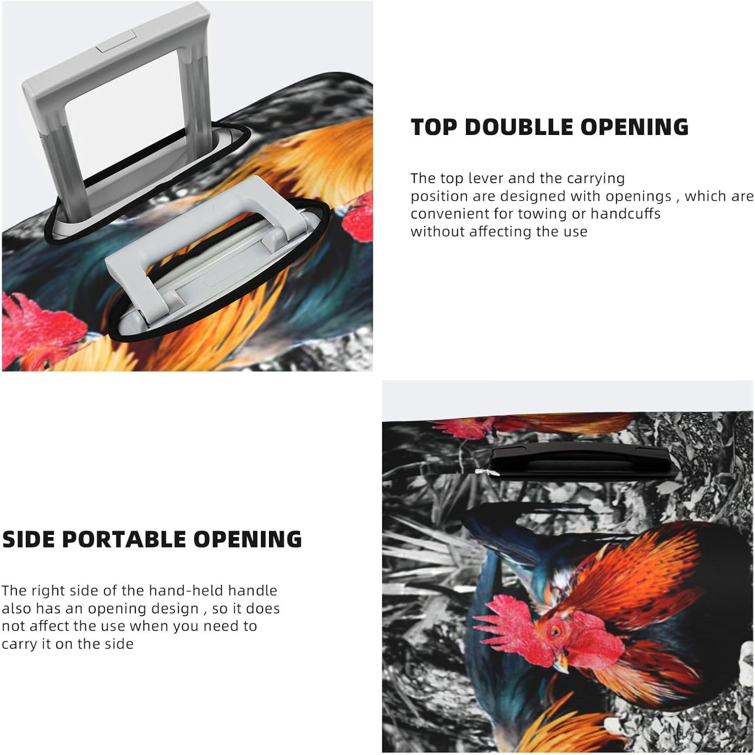 Odddot Chicken Rooster Print Travel Luggage Cover,Suitcase Protector Cover, Washable Baggage Covers,For 18-32 Inch Luggage, Chicken Rooster, Large image number 6