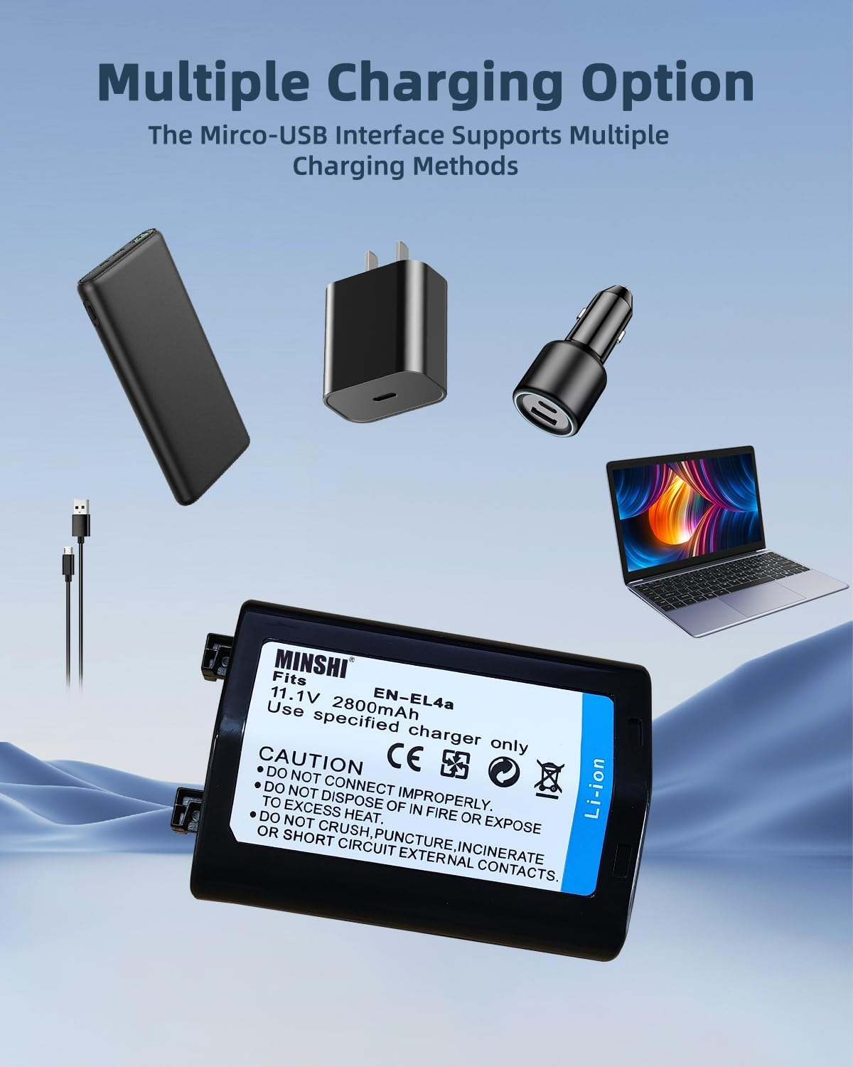 MINSHI EN-EL4A Replacement Battery Compatible with D3 【11.1V 2800Mah】 High Performance Compatible Camera Battery 2023IN image number 3