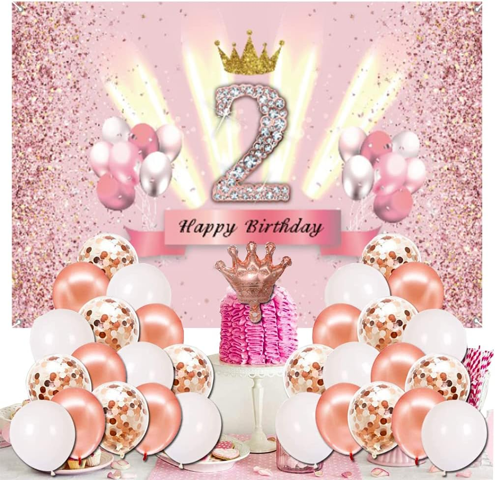 Tecreo Happy 2Nd Birthday Pink Vinyl Fabric Sign Poster image number 5