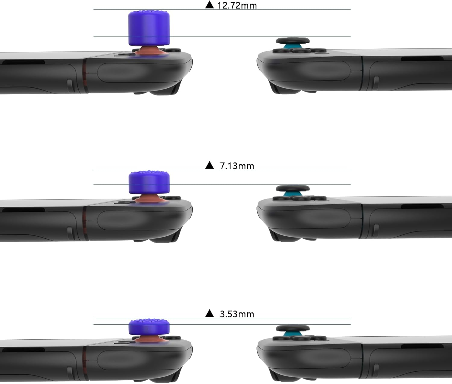 Playvital Quantum Pro Ergonomic Thumbstick Grips for Nintendo Switch 2, Joystick Caps Thumb Grip for Joycon 2 - with 3 Height Convex and Concave - Diamond Grain & Crack Bomb Design - Purple - Purple image number 5