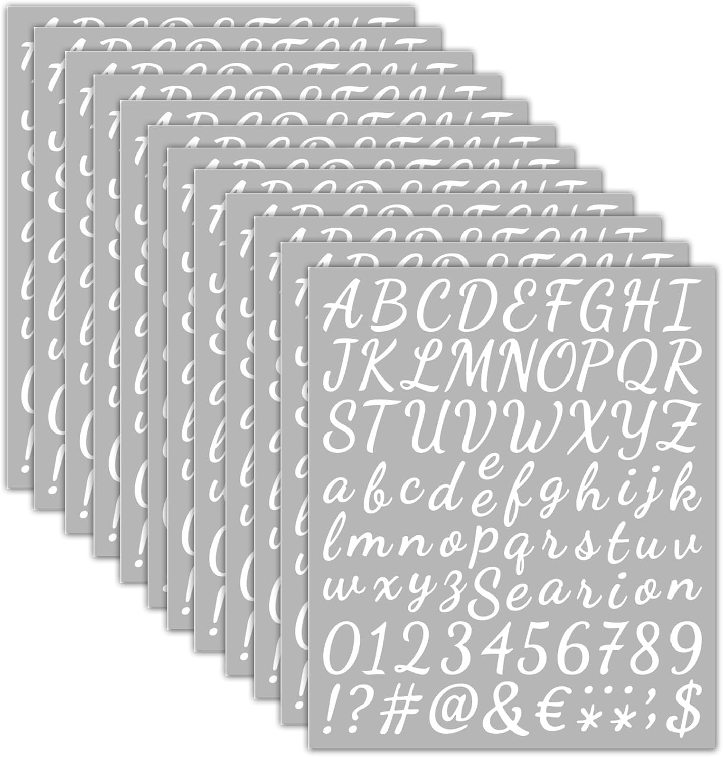 12 Sheets Vinyl Letters Numbers Stickers Kit,1008 Pcs 1 Inch Self Adhesive DIY Cursive Sticker Alphabet Number Letter Decal for Signs, Classroom Decor, Door Window,Office,Mailbox,Crafts (White)