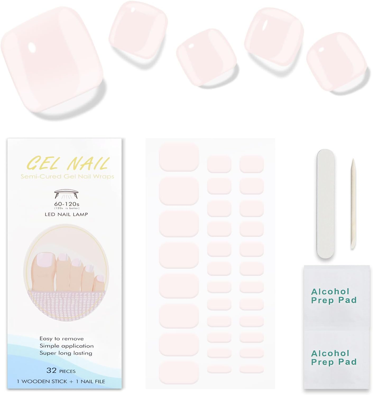 JMEOWIO Nail Foil UV Hardening Cream Pink UV Gel Toenail Strips Nail Stickers Nail Stickers Toenails Art Decoration Nail Design Accessories