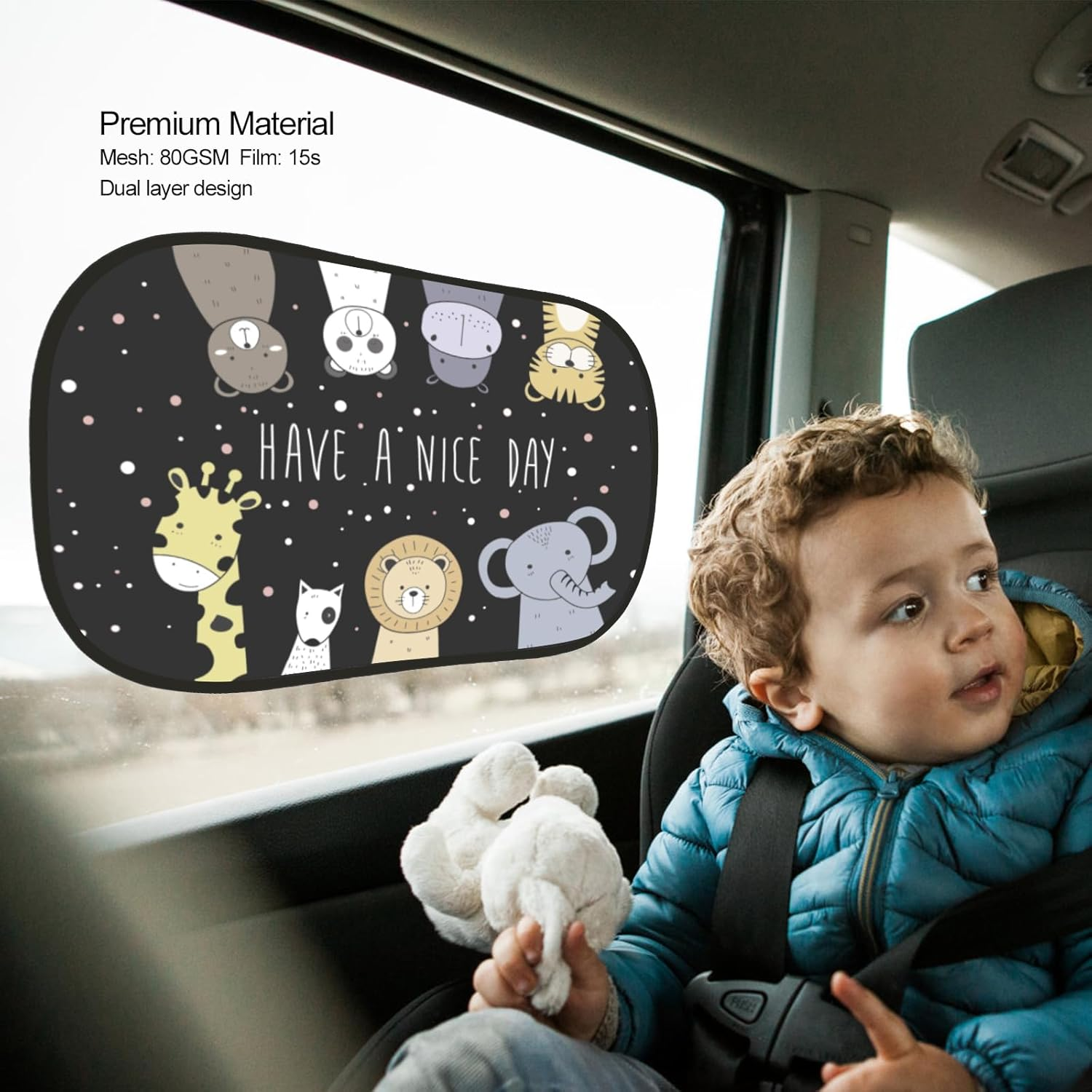 2 Pack Car Sun Shade Side Window Sunshade Side Window Provent to Block UV Rays 98 SPF for Maximum Sun Protection for Kids Pets Cars Trucks Suvs image number 3